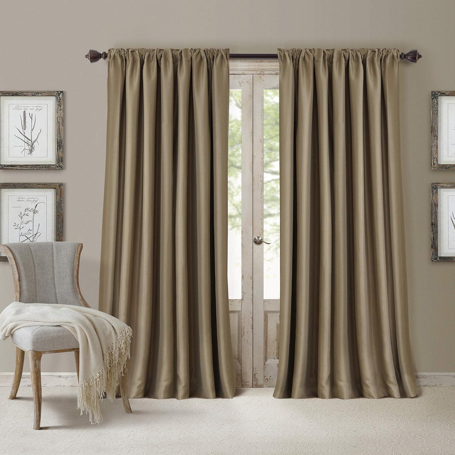 All Seasons Single Blackout Window Curtain Panel - 52" x 95" - Antique Gold - Elrene Home Fashions
