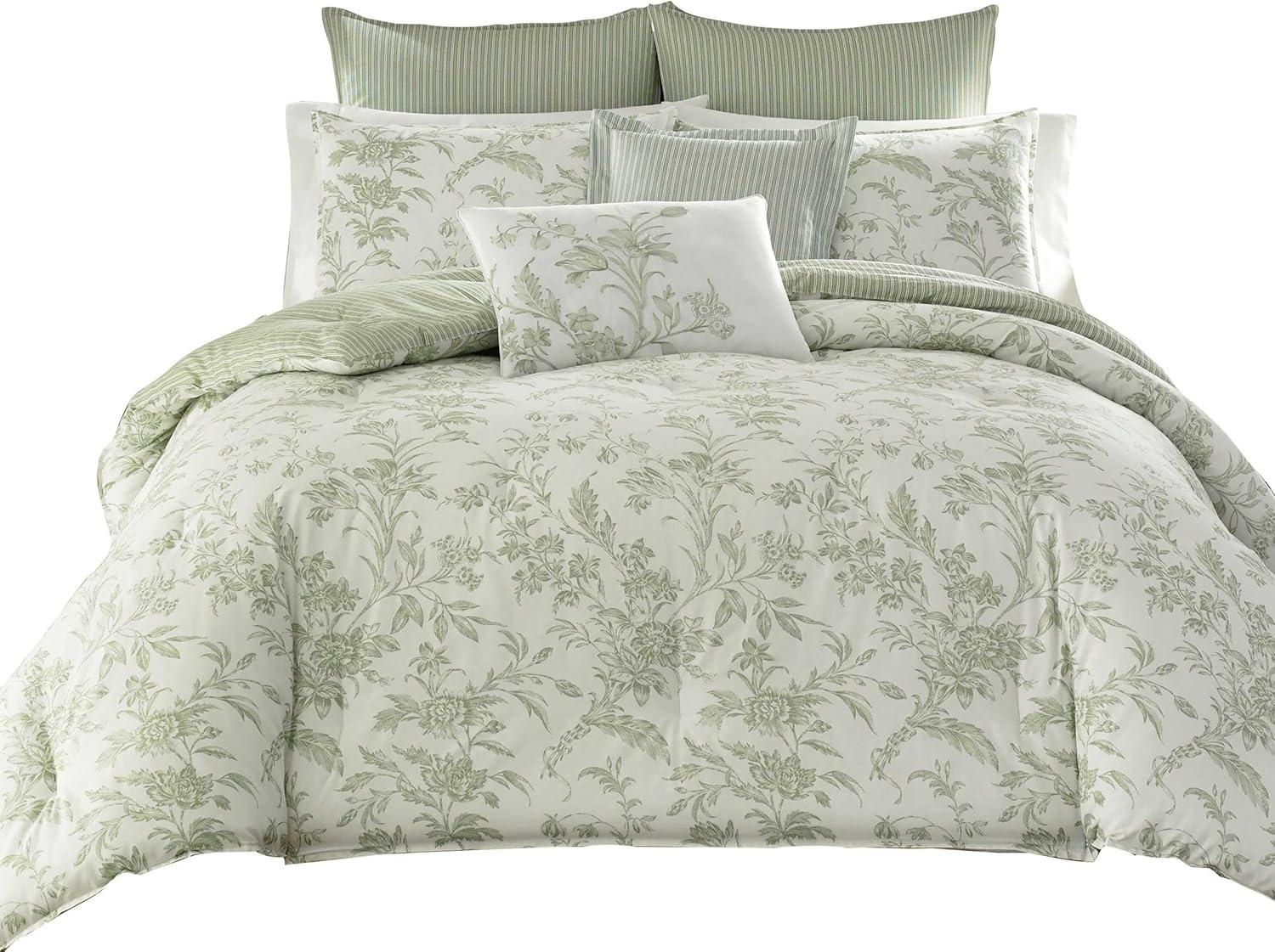 Laura Ashley Laura Ashley Natalie Green Floral Cotton Comforter Bonus Set