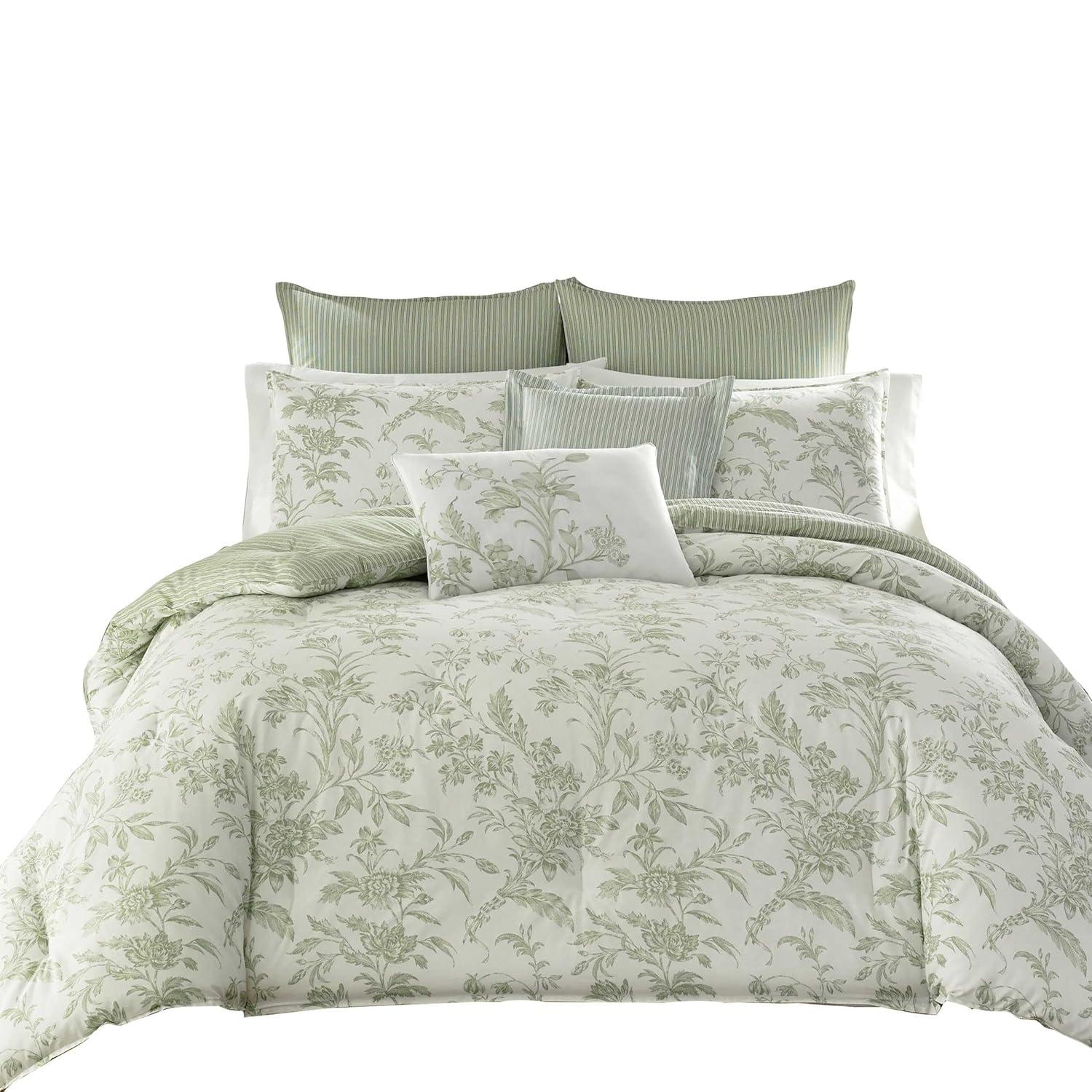 Laura Ashley Laura Ashley Natalie Green Cotton Bonus Duvet Cover Set