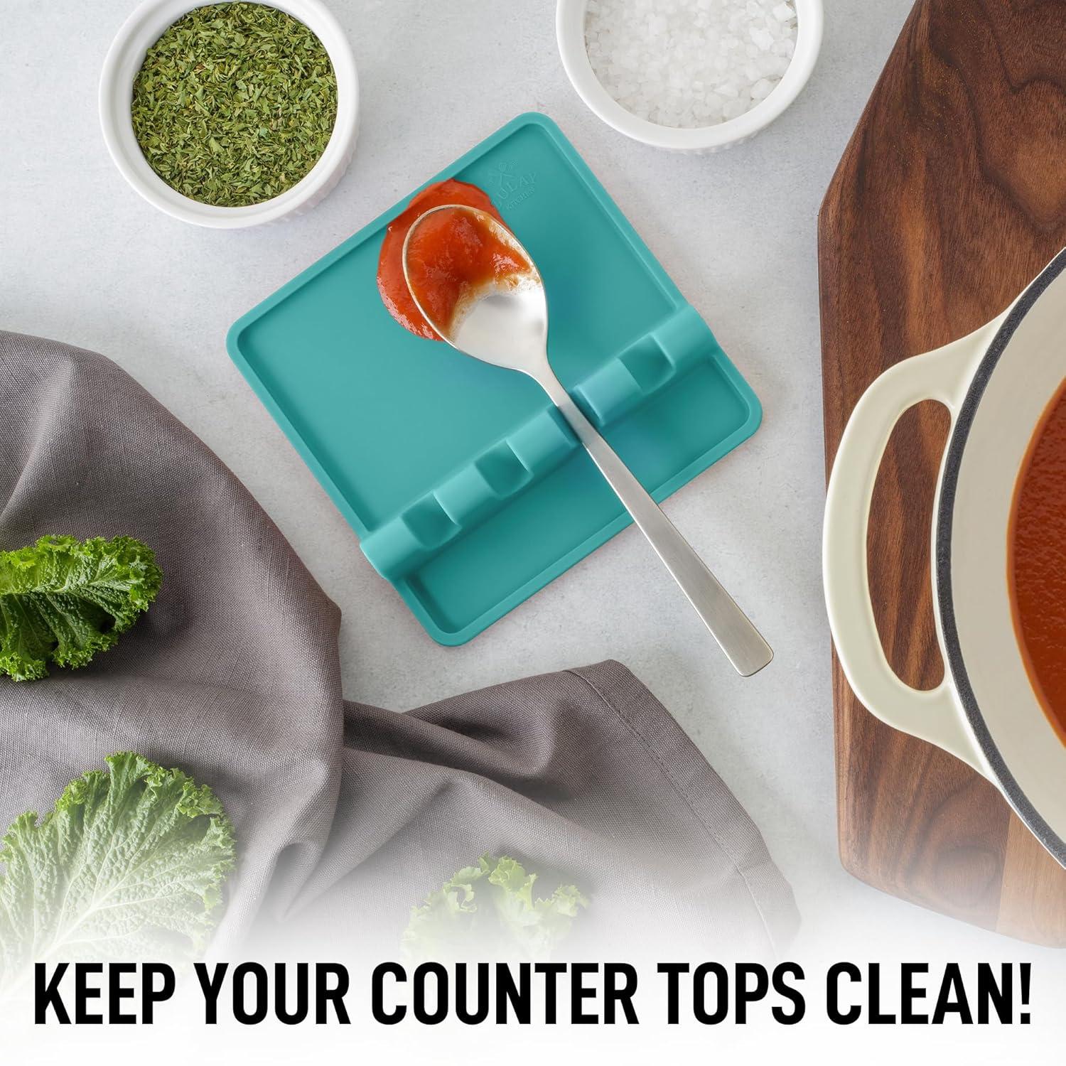 Zulay Silicone Utensil Rest with Drip Pad for Multiple Utensils BPA-Free Stove Top - Gray