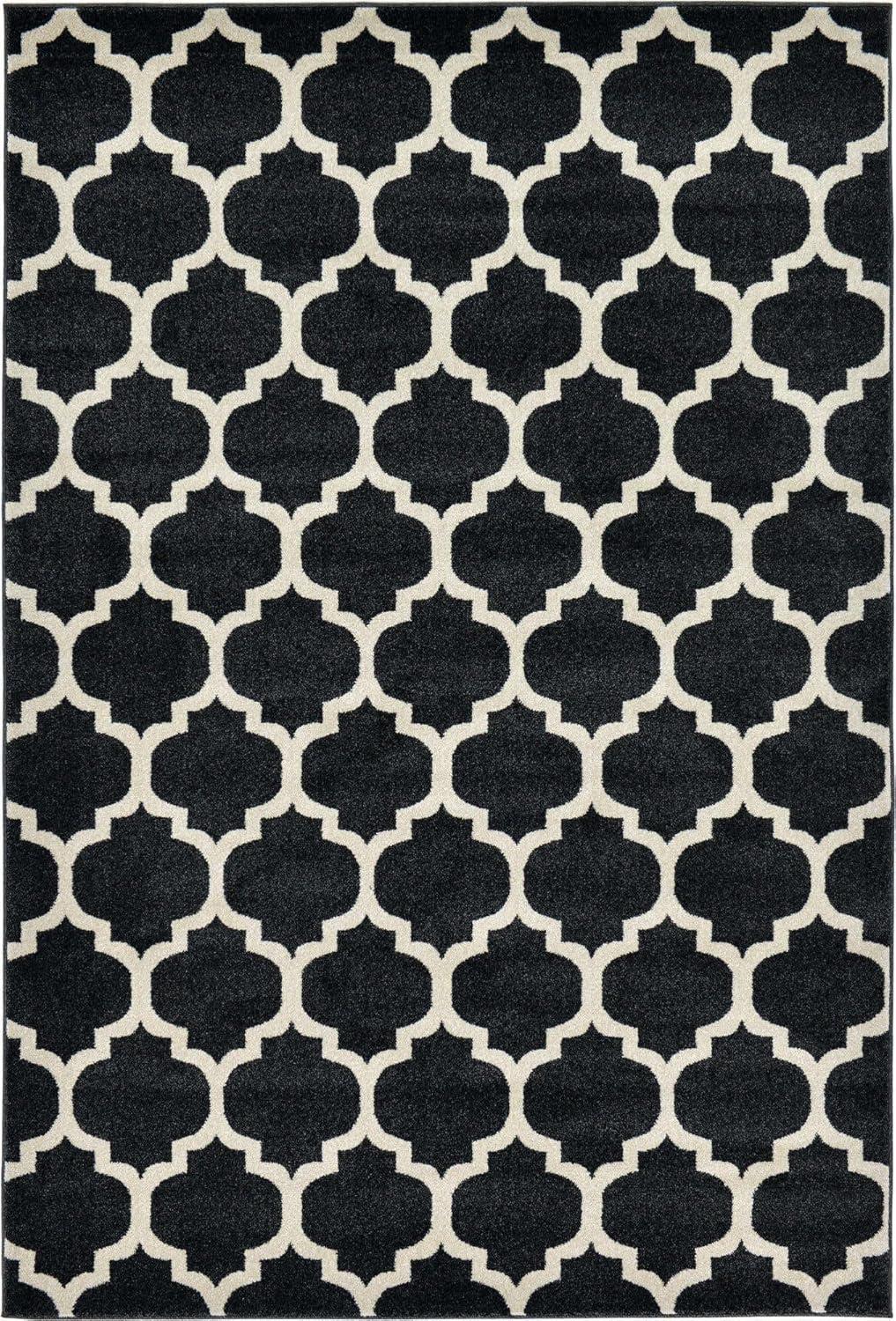Unique Loom Trellis Collection Area Rug - Philadelphia (6' 1" x 9' Rectangle Black/Beige)