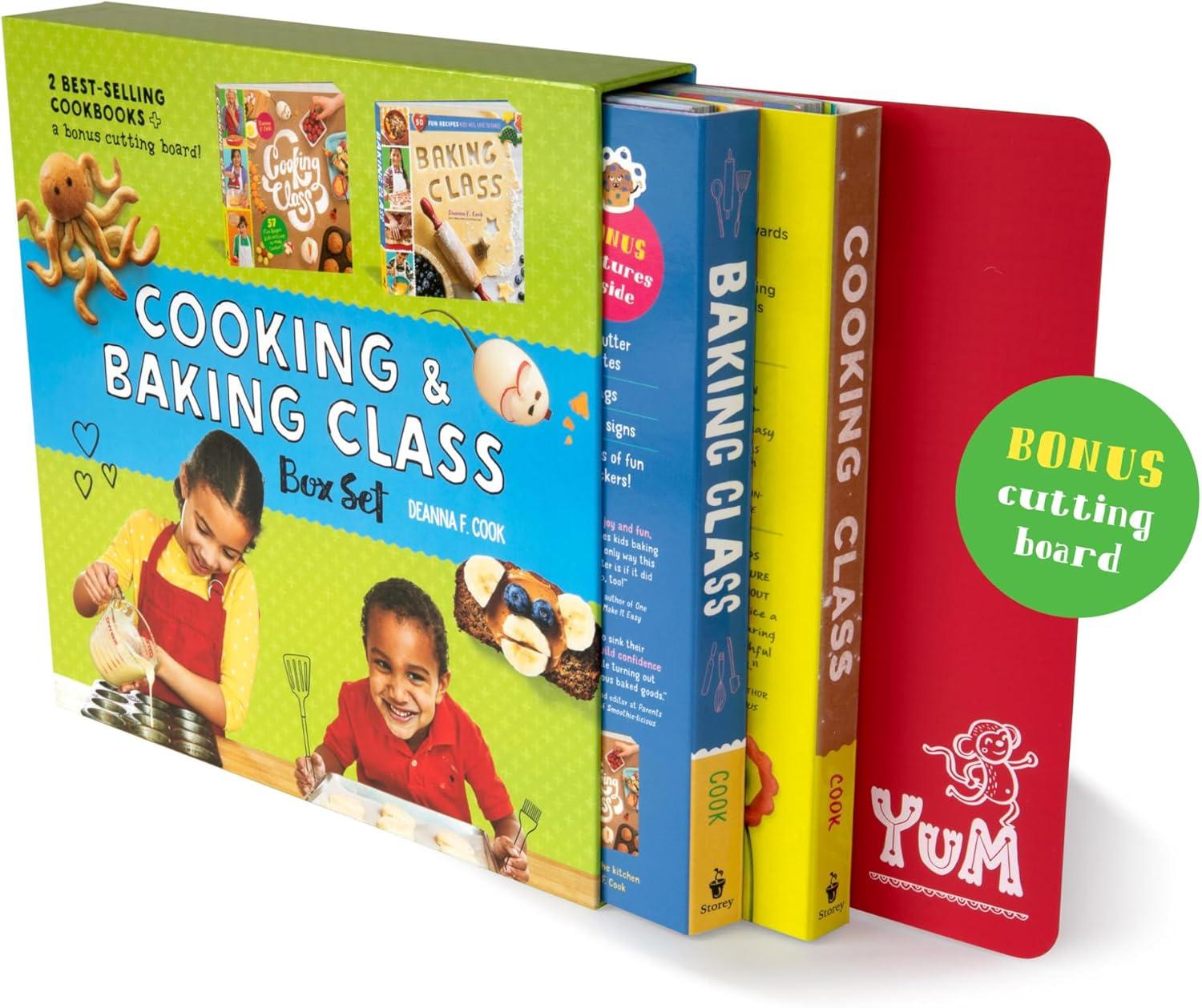 Cooking & Baking Class Box Set with Bonus Cutting Board