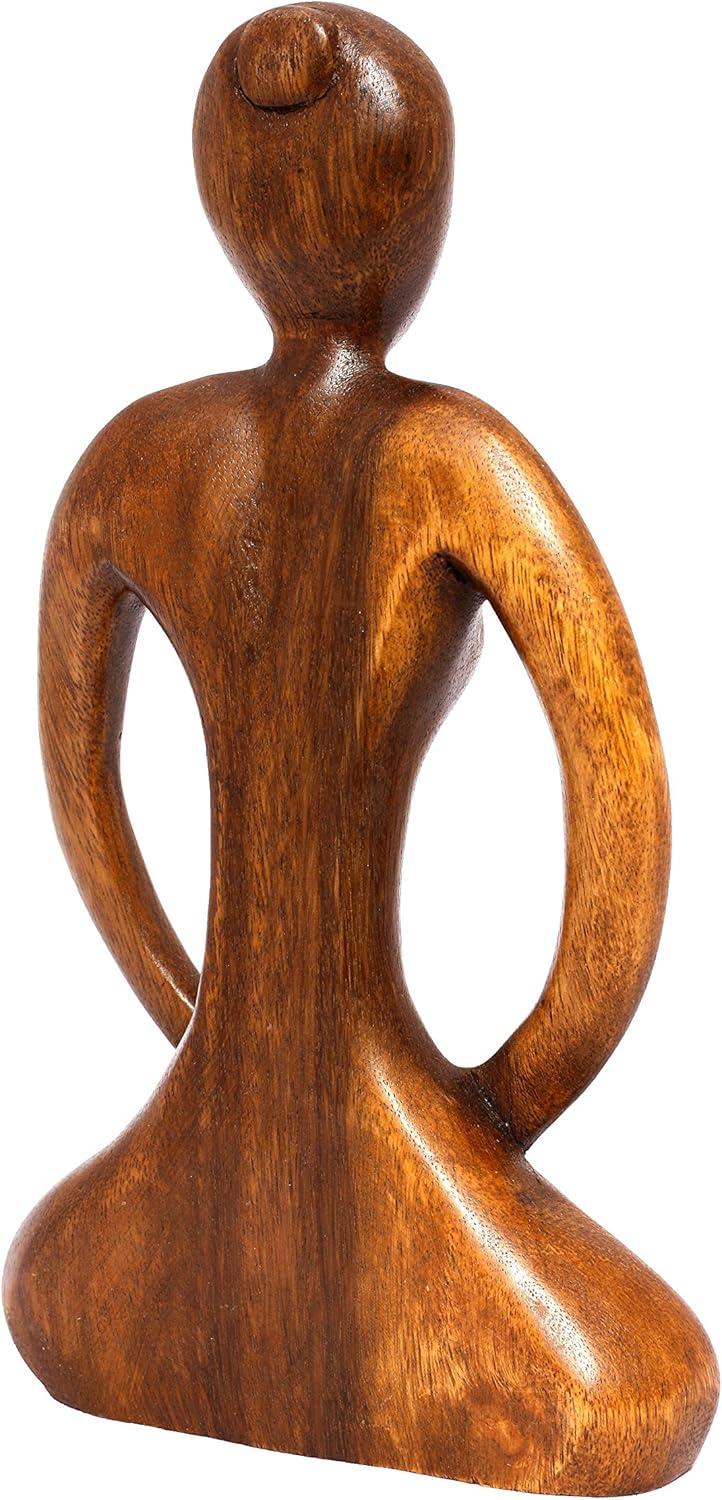 Handcrafted 12" Mahogany Wood Yoga Sculpture