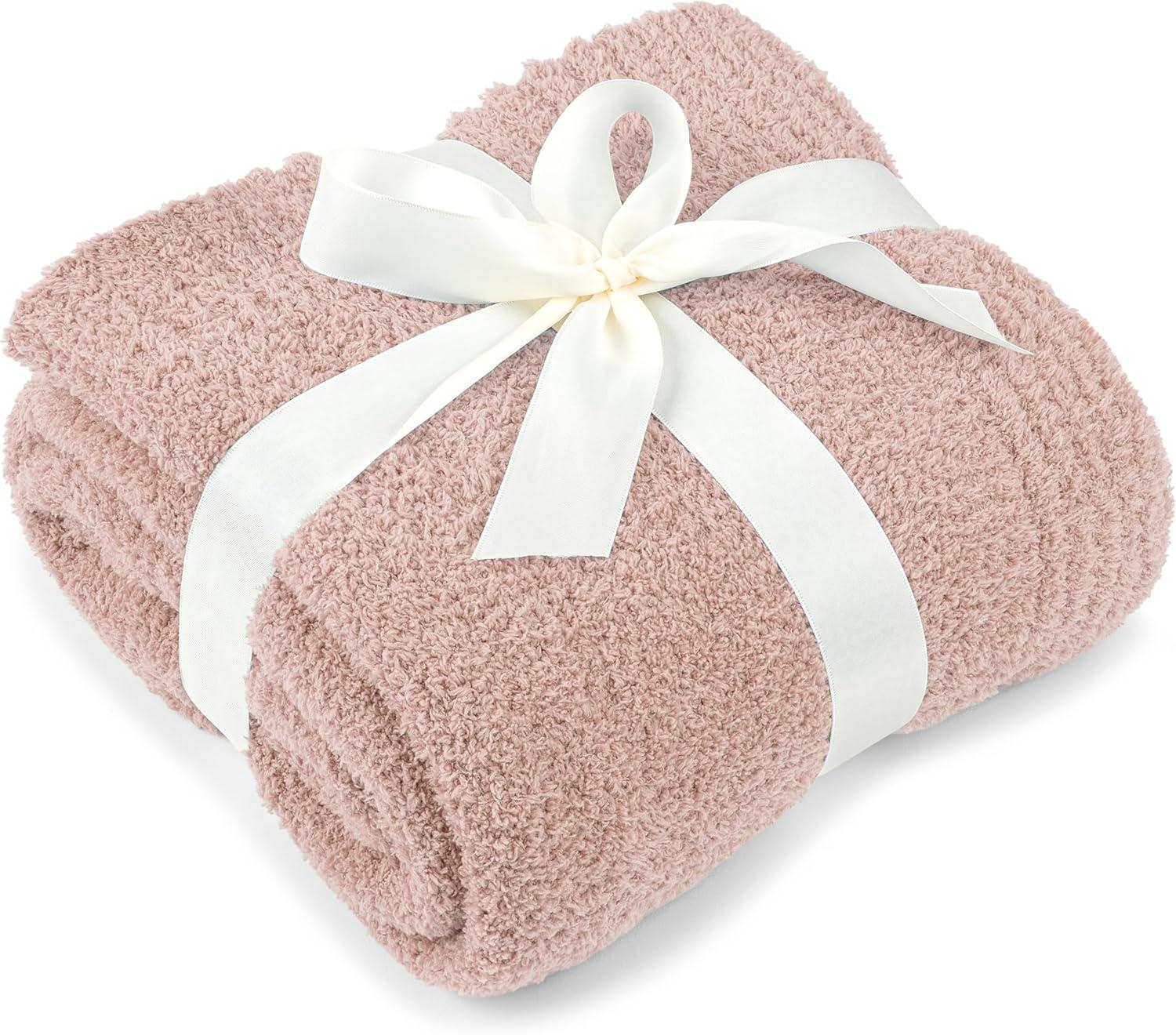 PAVILIA Plush Knit Throw Blanket for Couch Sofa Bed, Super Soft Fluffy Fuzzy Lightweight Warm Cozy All Season