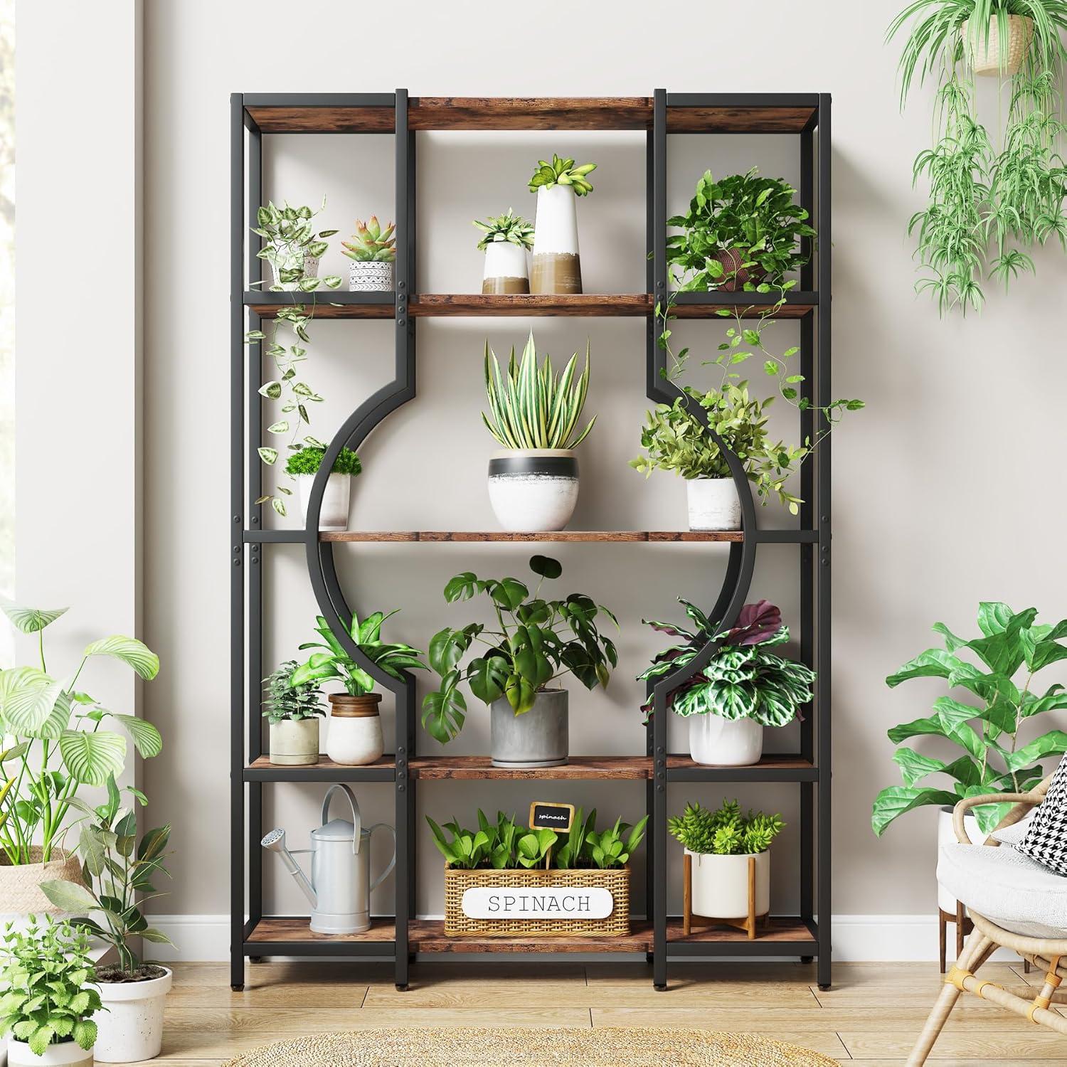 Tribesigns 5-Tier Bookshelf and Bookcase, Wooden Book Shelf with 12 Open Display Shelves