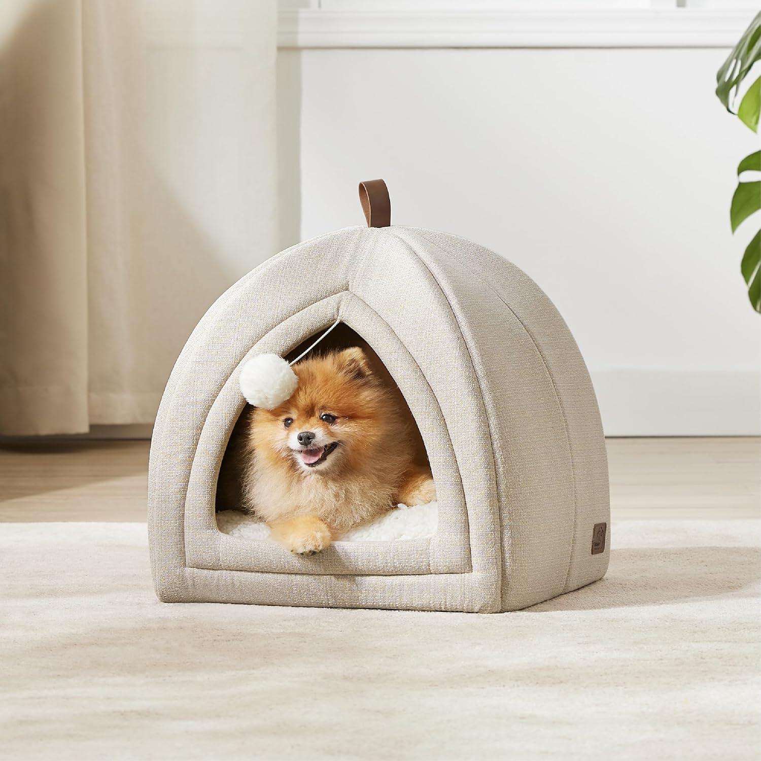 Cat Beds For Indoor Cats - 2 In 1 Cat Cave For Kittens And Small Pets, Foldable Cat House Tent With Removable Washable Cushioned Pillow, Cat Hideaway With Non-Slip Bottom