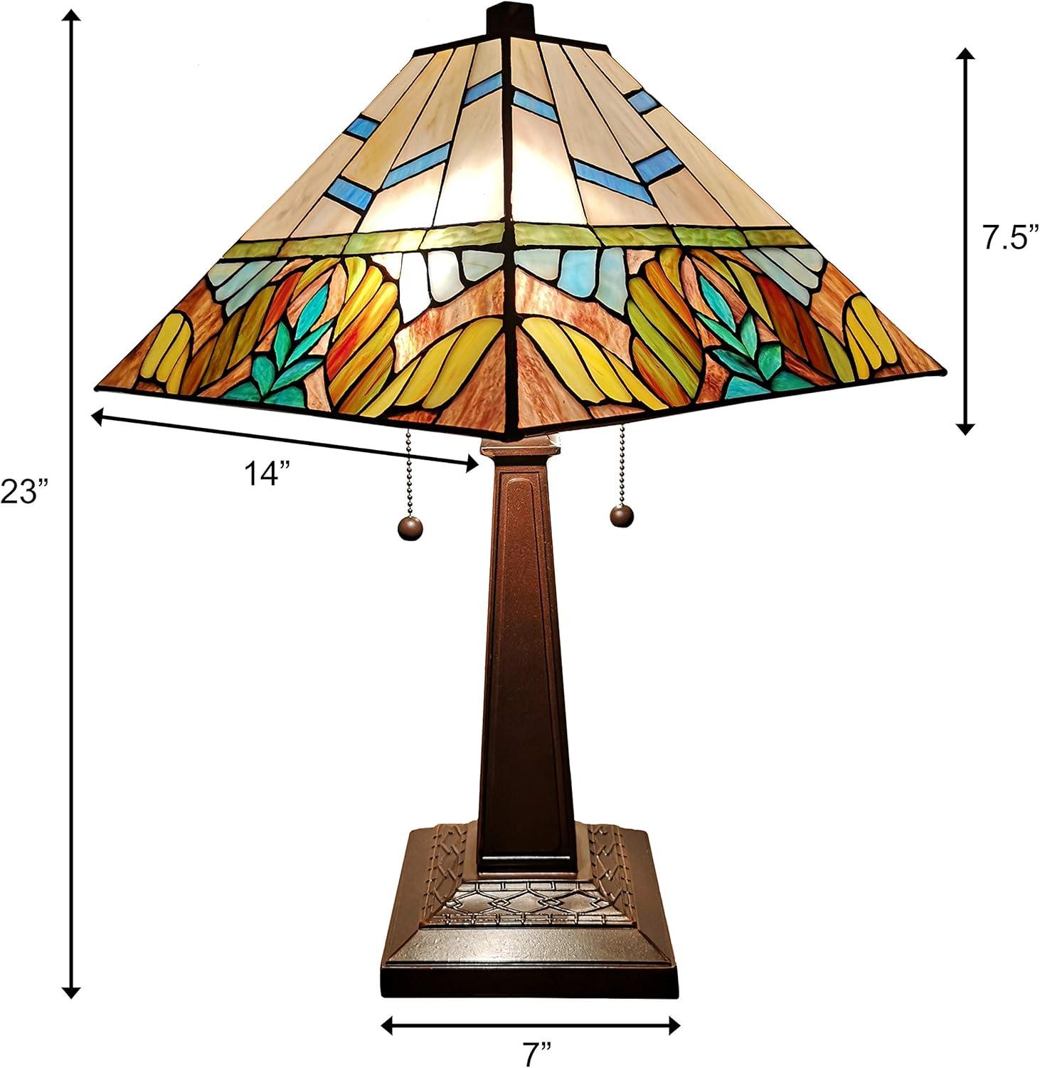 Amora Lighting Tiffany Style Multi Color Mission Table Lamp 22" Tall