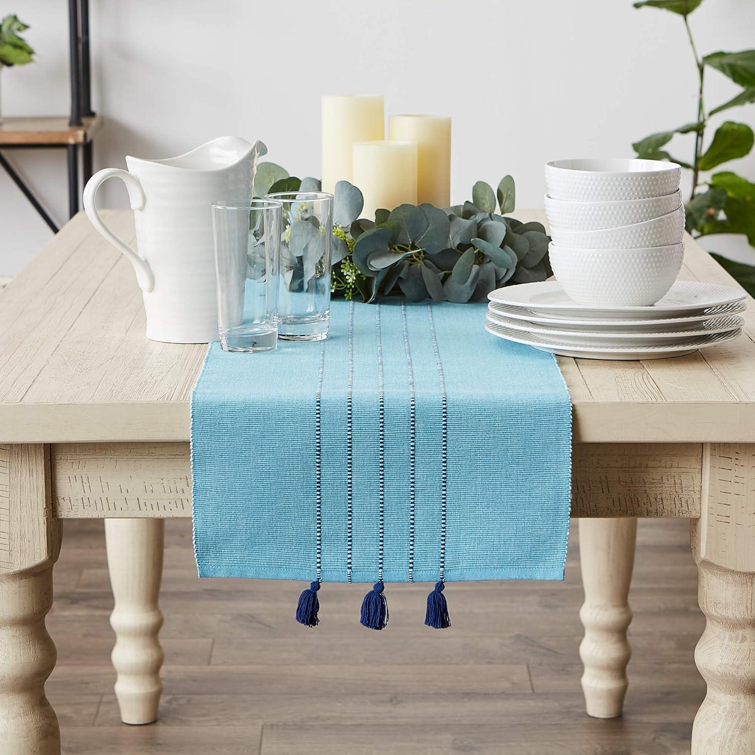 THERA BLUE STRIPES TABLE RUNNER 14x72