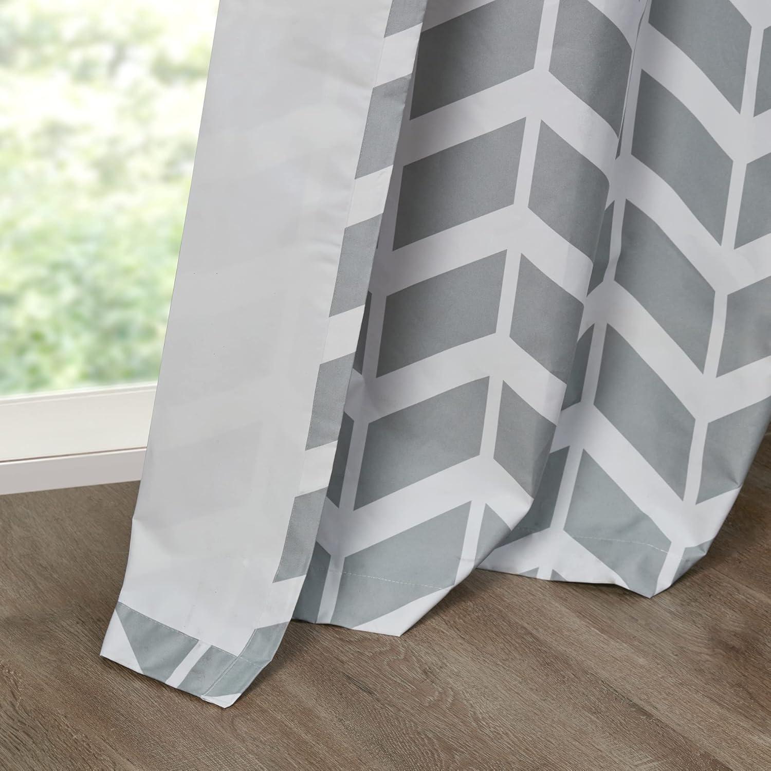 Elaine Chevron Printed Grommet Top Curtain Panel Pair