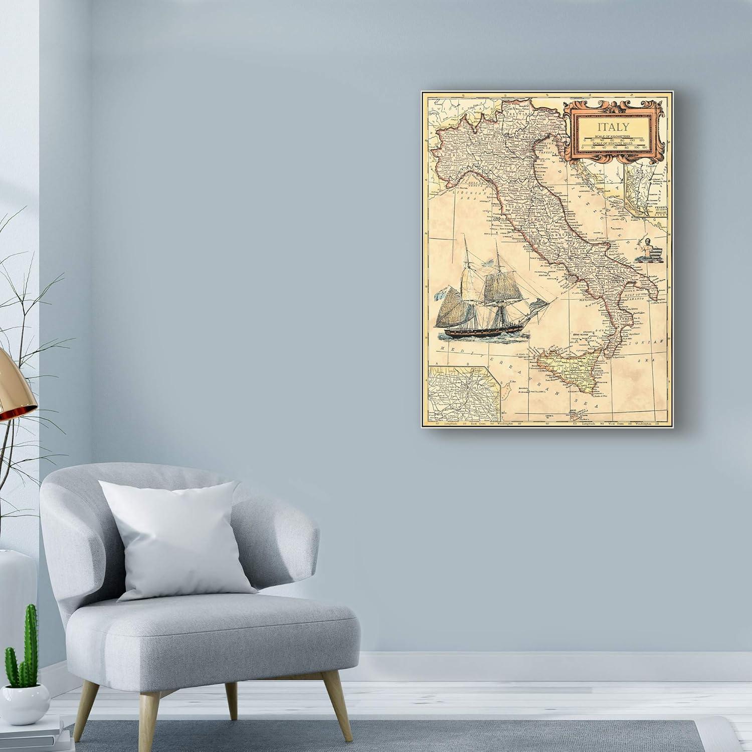 Trademark Fine Art -Vision Studio 'Italy Map' Canvas Art