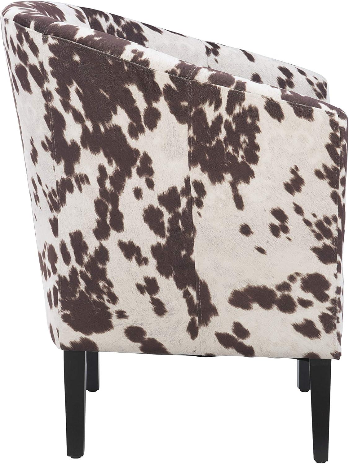 Simon Modern Barrel Club Chair: Udder Madness Pattern, Microfiber - Linon