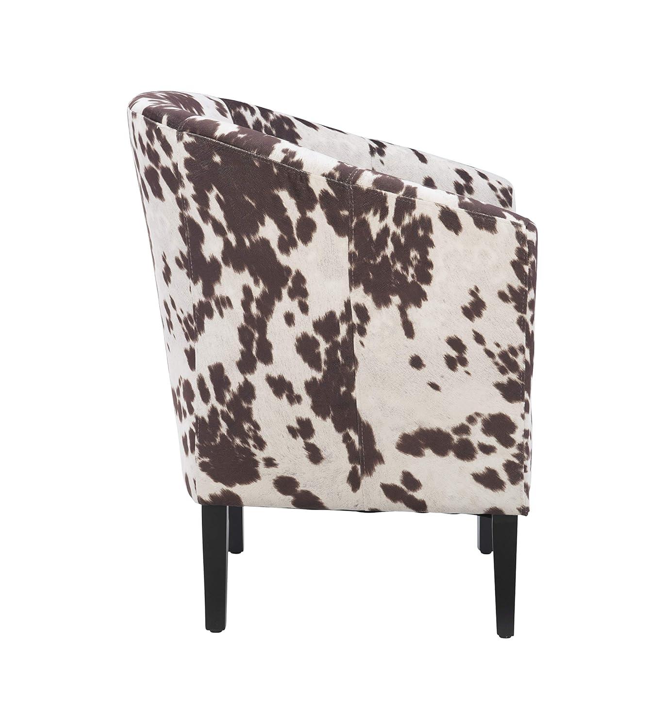 Simon Modern Barrel Club Chair: Udder Madness Pattern, Microfiber - Linon