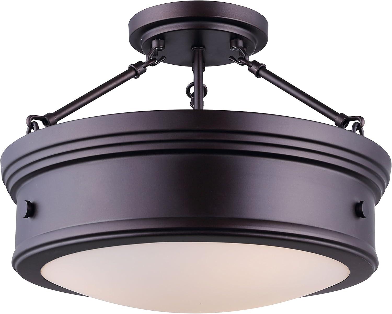 Jaxnfuro LTD ISF624A03ORB Boku ORB 3 Bulb Semi-Flush Mount Oil Rubbed Bronze with Flat Opal Glass, 3 Light