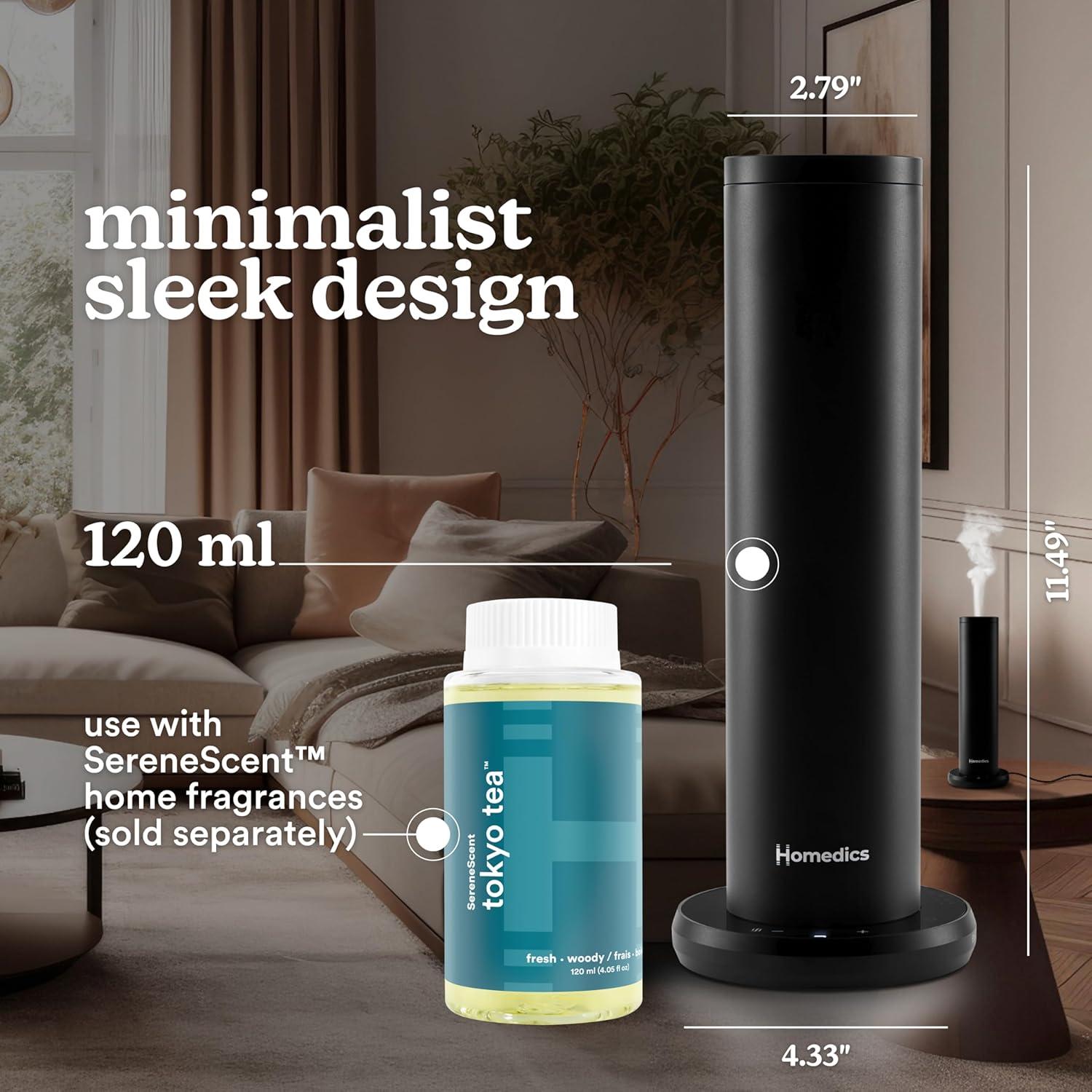 HoMedics SereneScent Diffuser: Electric Aromatherapy, Whole Home Scenting, Battery Powered, 1 Year Warranty