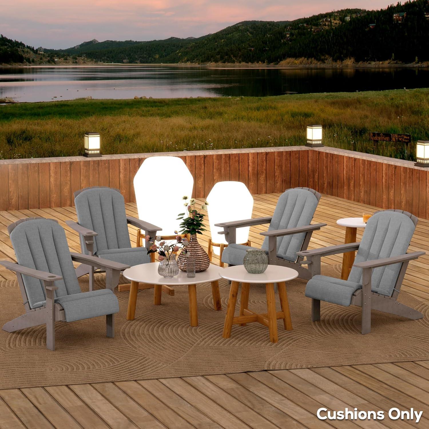 Save 31% • Outsunny Set of 4 Adirondack Chair Cushion, High Back Outdoor Chair  Cushions with Ties, Gray, image size:1500x1500