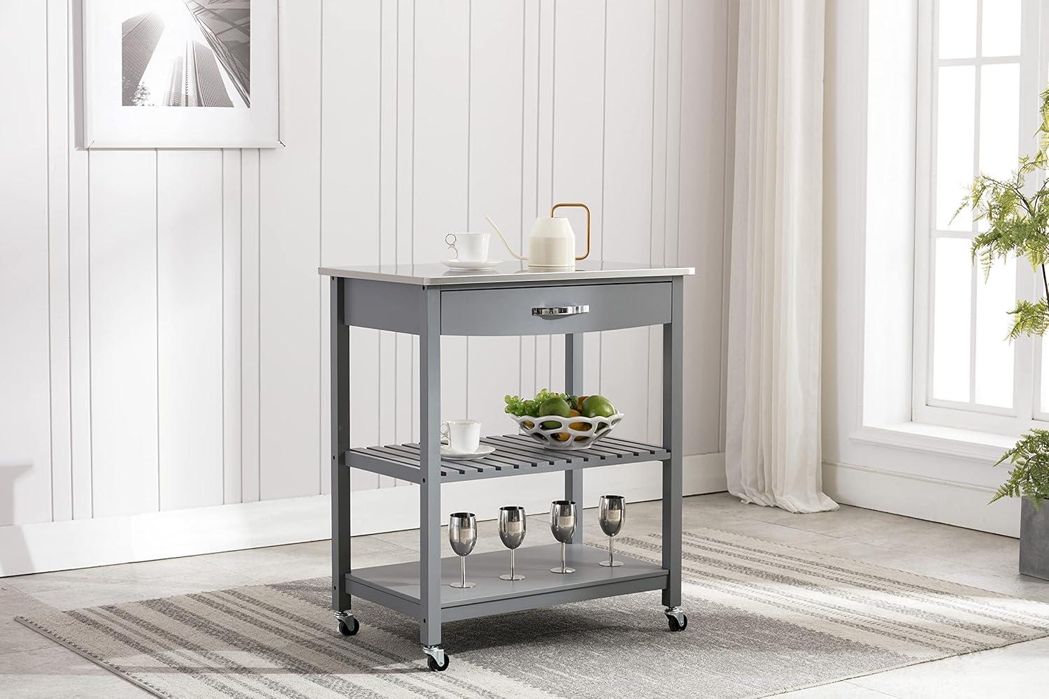 Holland Kitchen Cart with Stainless Steel Top - Boraam