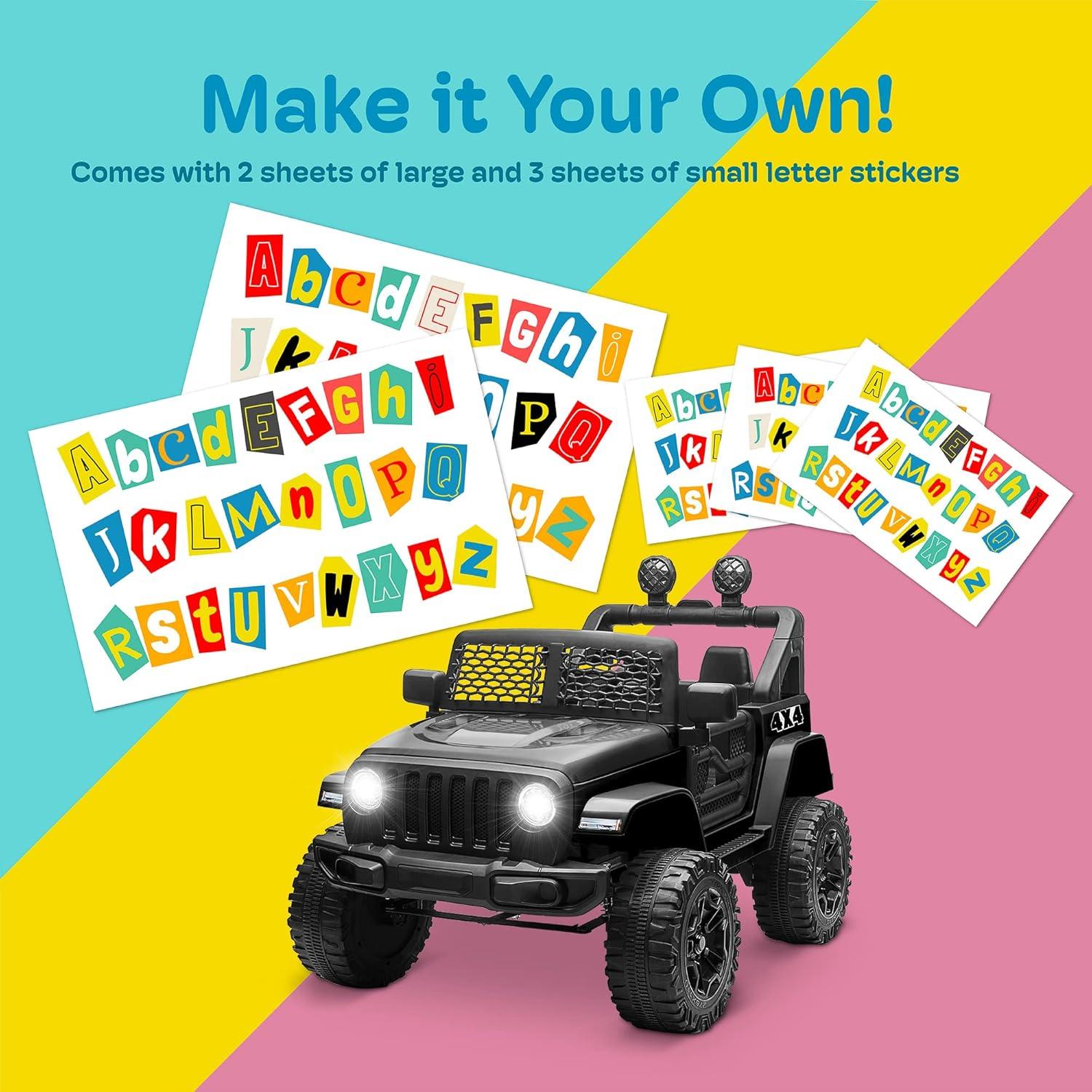 Kidzone Ride On Truck 12V Battery Powered Electric Kids Car Vehicle Toy with DIY License Plate, 4 Wheeler Quad, Parent Remote Control, MP3, High Low Speeds, LED Lights - Green