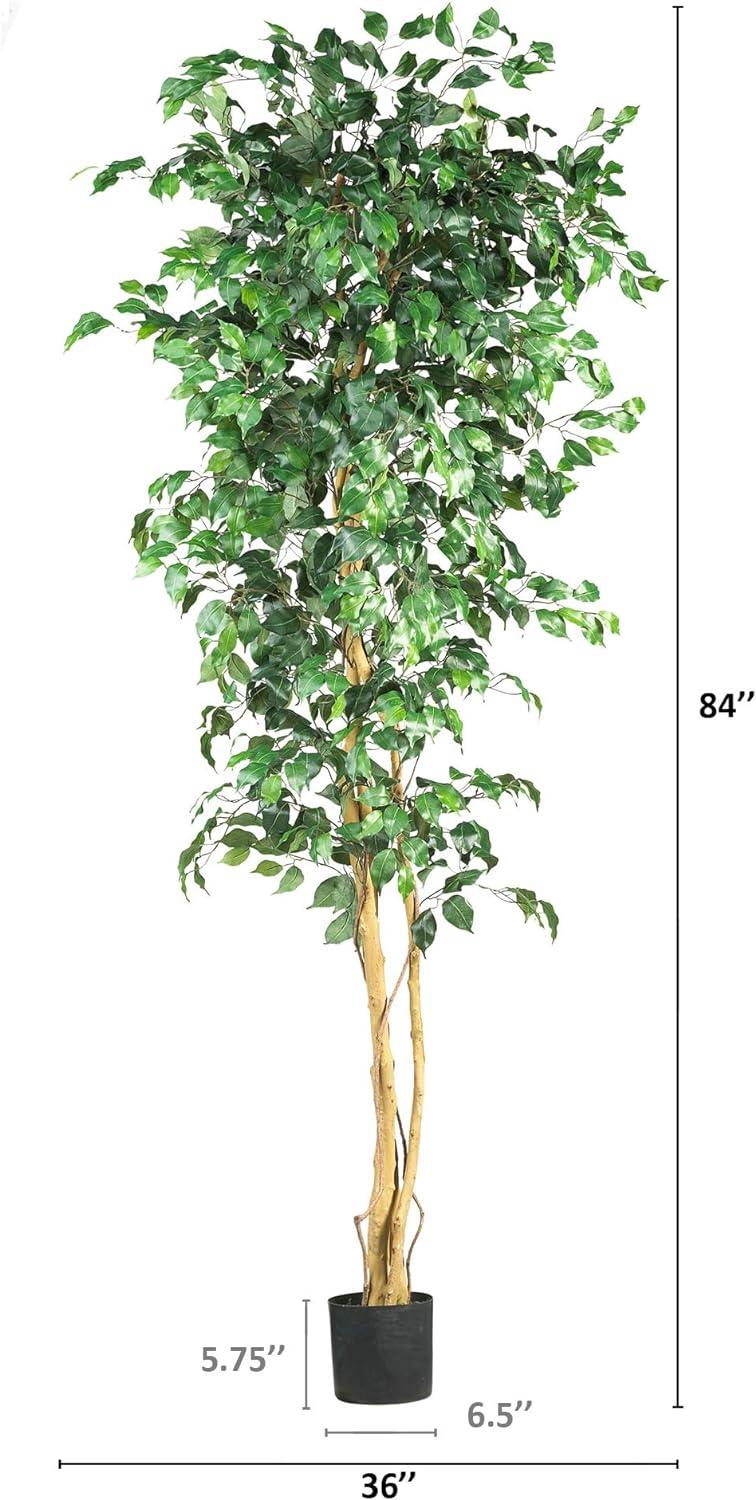 Eternal Verdant Silk Ficus Tree, 7ft Outdoor-Ready with Pot