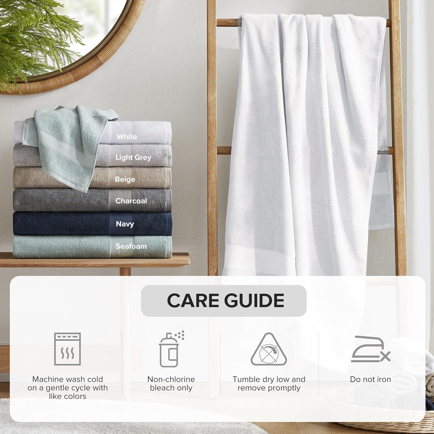 Ixir 4 Pieces Bath Towel Set for Bathroom, Turkish Towels 100% Cotton 27x54 in Extra Large Bath Towels 4-Pack, Bathroom Shower Towels, White