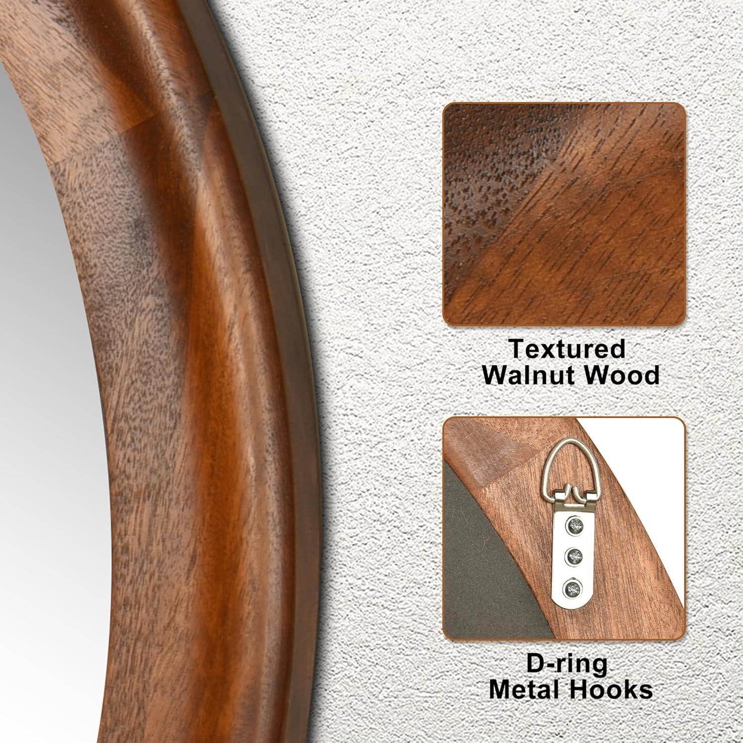 Latitude Run® Round Mirrors 30 Inch,Wood Vanity Wall Rustic Mirror With Walnut Frame, Wooden Mirror For Bathroom Bedroom Living Room Or Entryway(Walnut Brown)