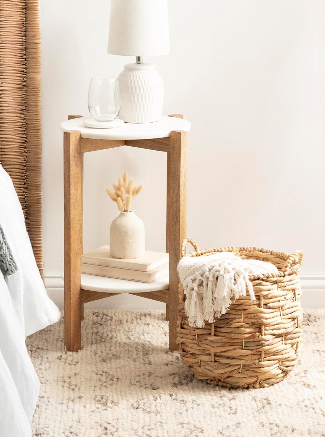 Kate and Laurel Livia Modern Woven Storage Basket, 13 x 13, Natural Water Hyacinth, Boho Wicker Basket for Use as Nursery Storage, Mini Laundry Basket, or Living Room Blanket Basket