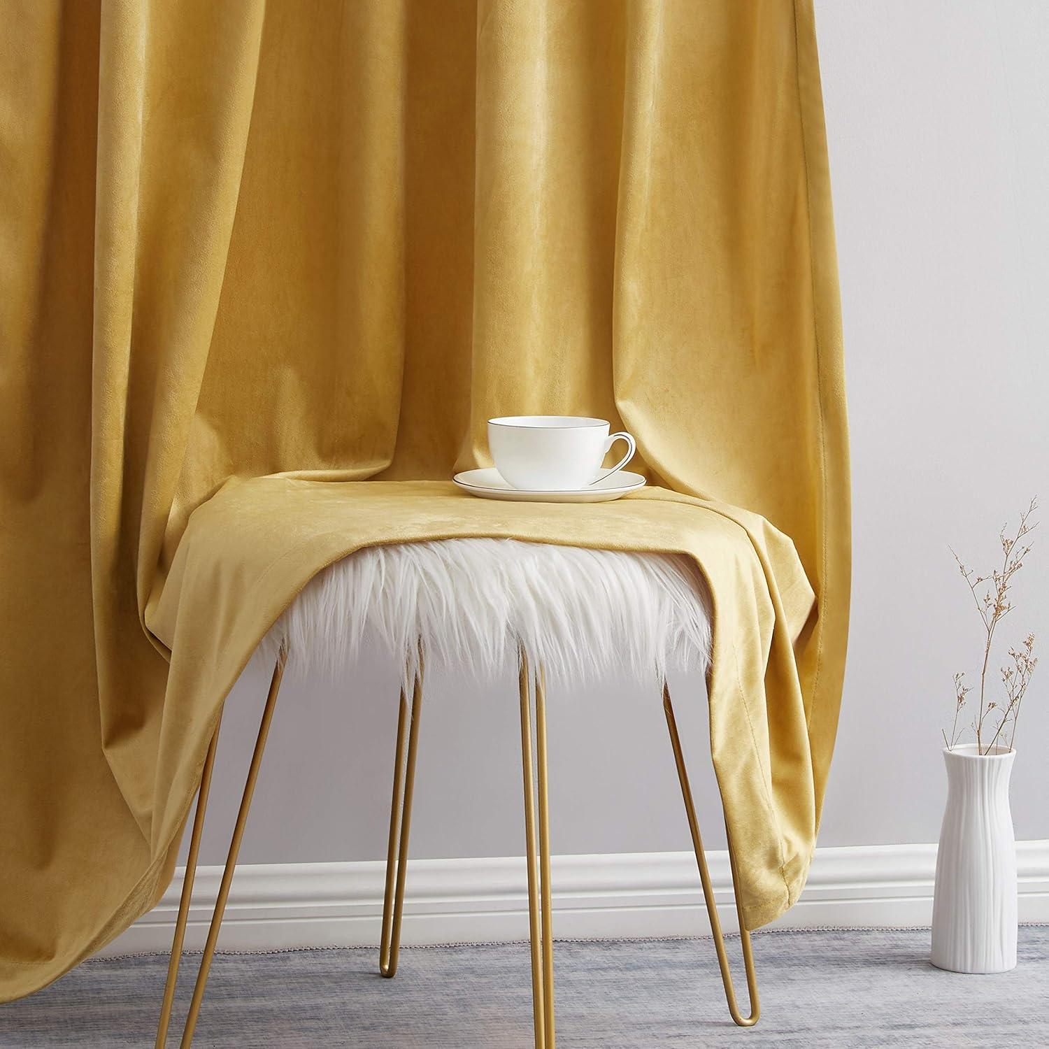 Eider & Ivory™ Monroy Velvet Solid Color Curtain Panels Set (Set of 2)