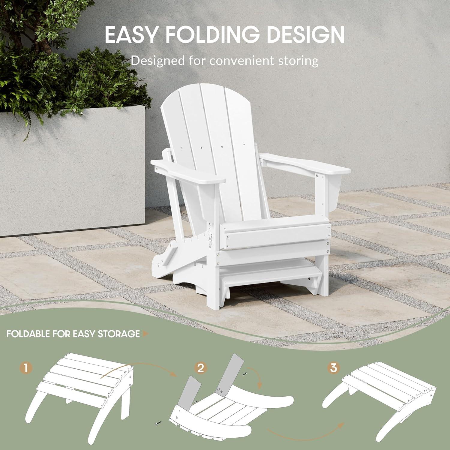 WestinTrends All-Weather Outdoor Patio Poly Adirondack Ottoman Footrest, White