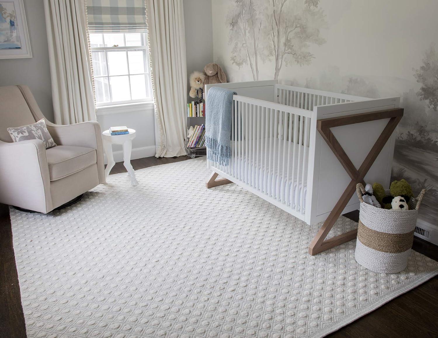 Handmade Sky Blue Geometric Wool Rectangular Rug 3'9" x 5'9"