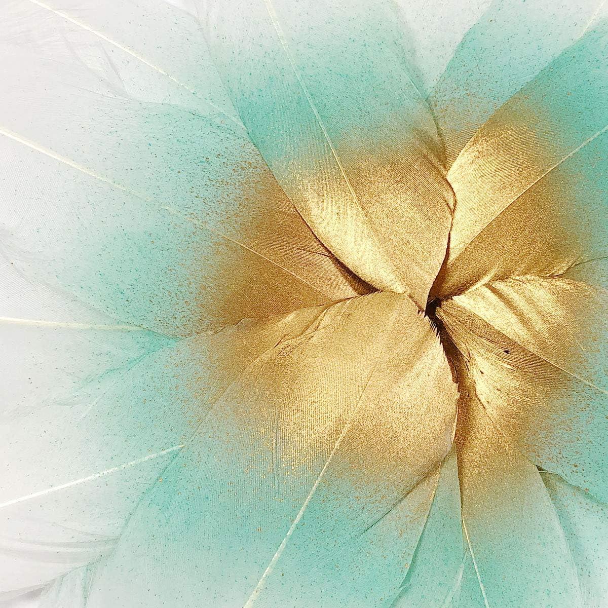 Teal and Gold Dipped Real Feathers for Bohemian Decor