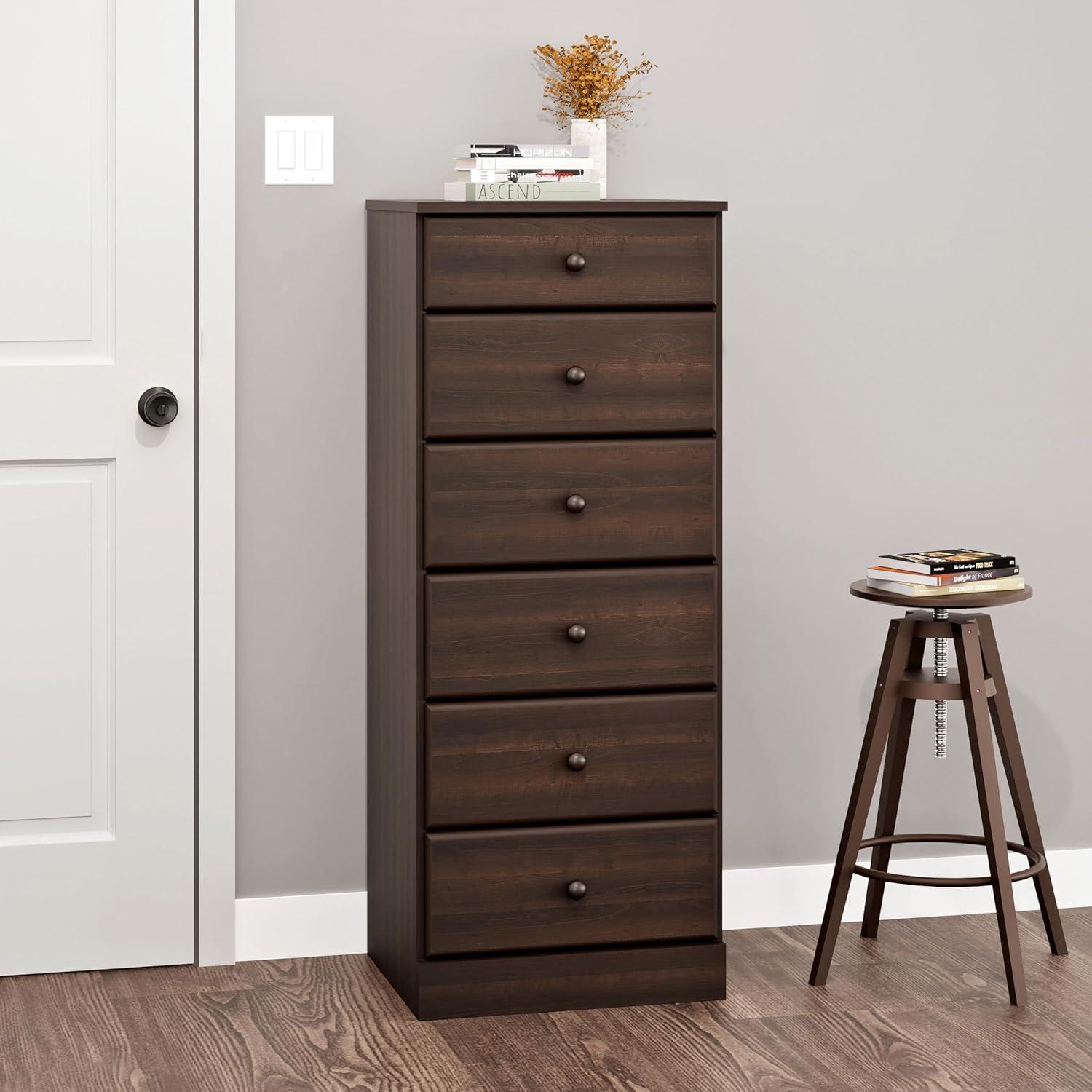 Astrid 6 Drawer Tall Chest Drifted Gray - Prepac: Space-Saving Storage for Small Rooms