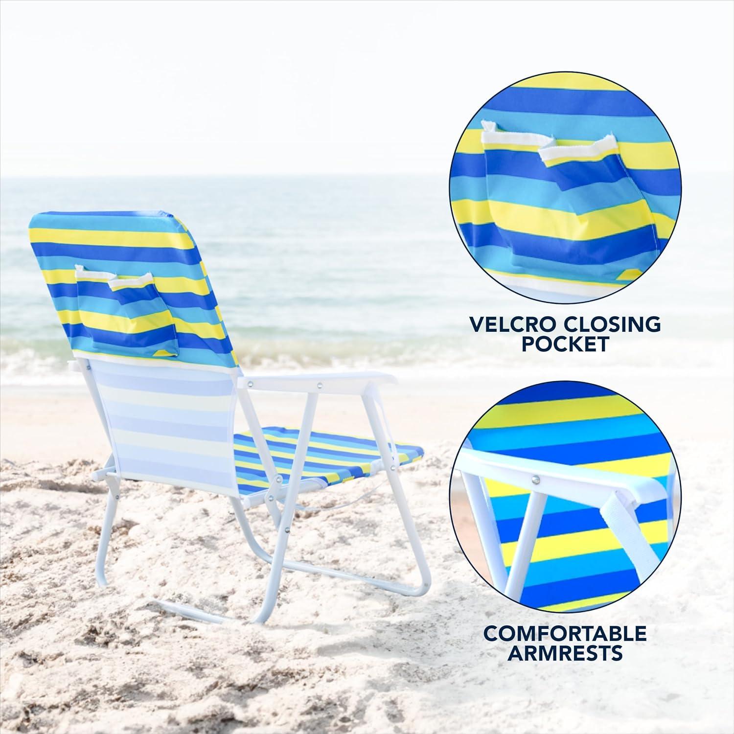 Caribbean Joe Burlap Folding Beach Chair
