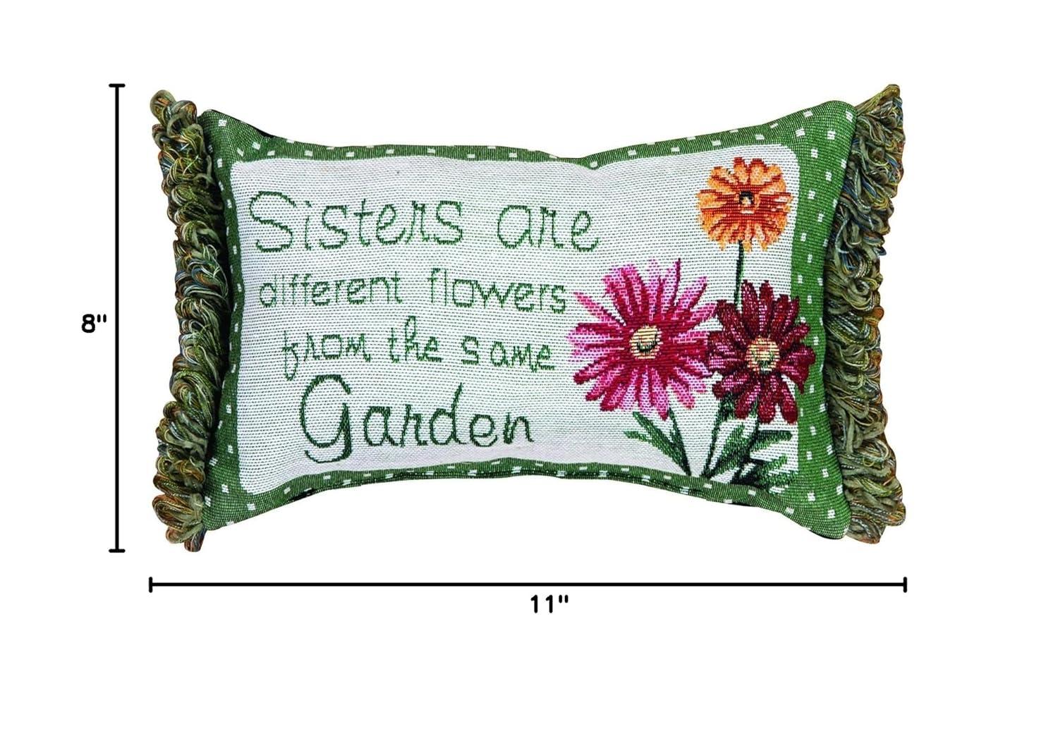 Manual Sisters are Different Flowers Pillow, 11 X 8-Inch