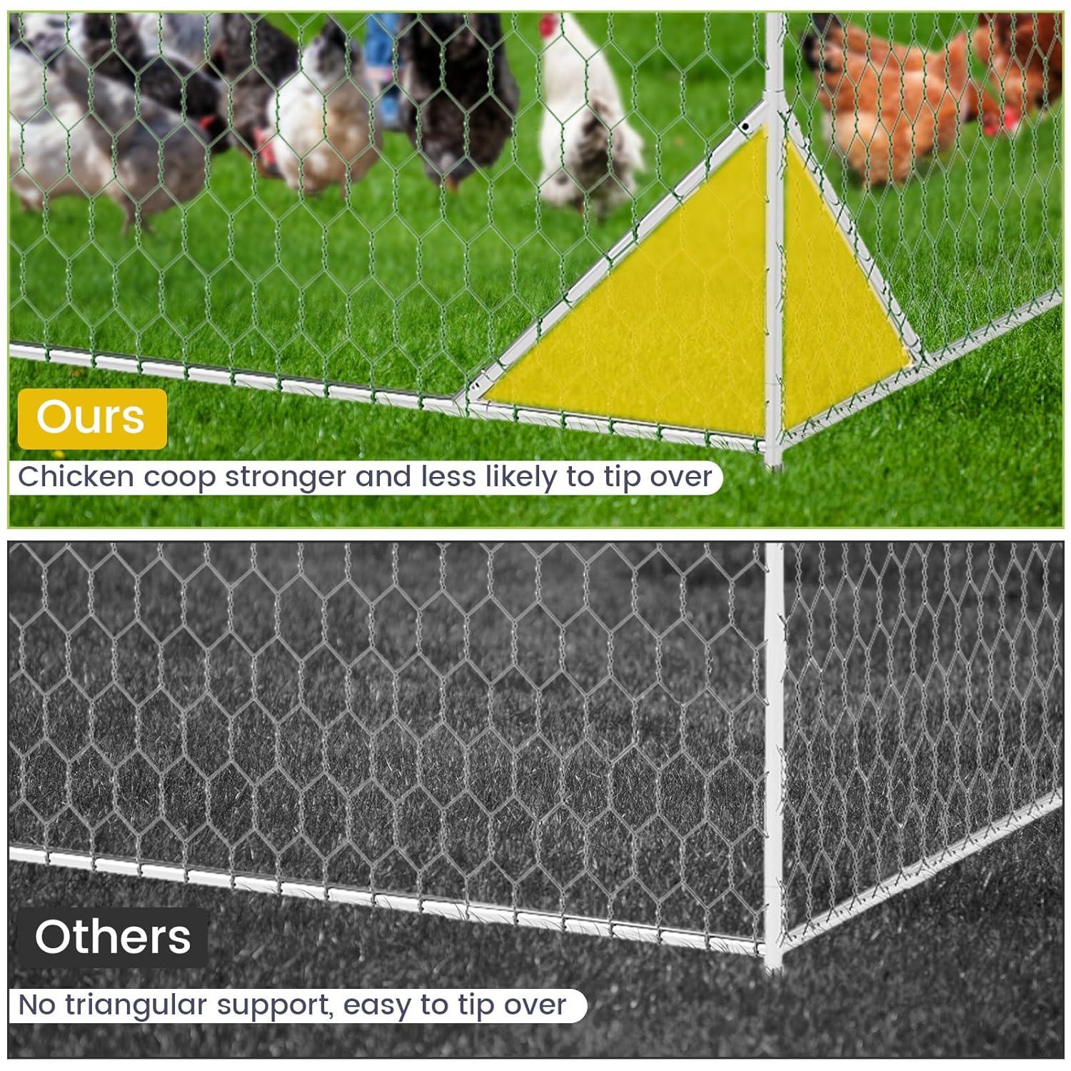 Large Galvanized Steel Chicken Coop with Waterproof Cover