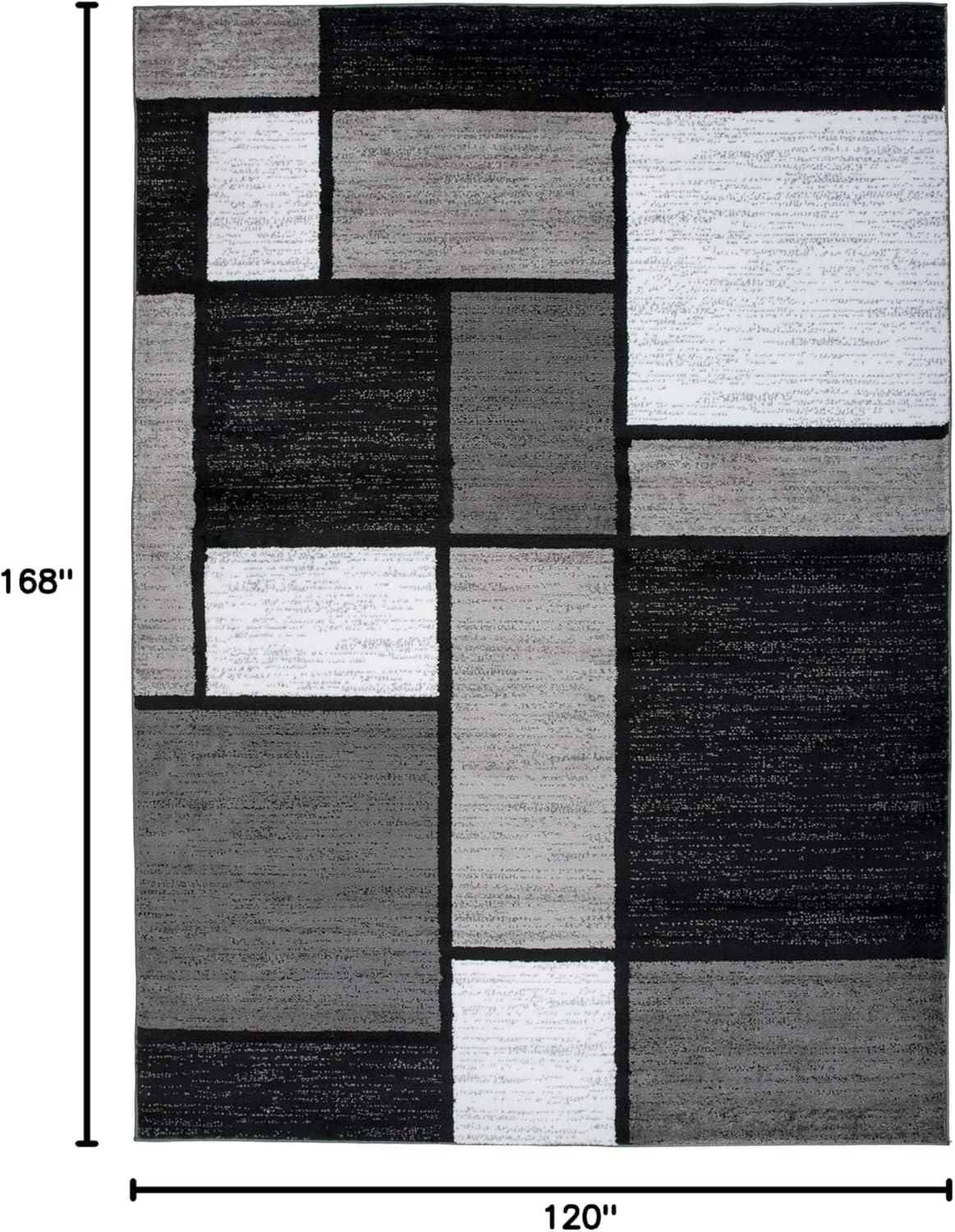 Gray and Black Geometric 10' x 14' Synthetic Area Rug