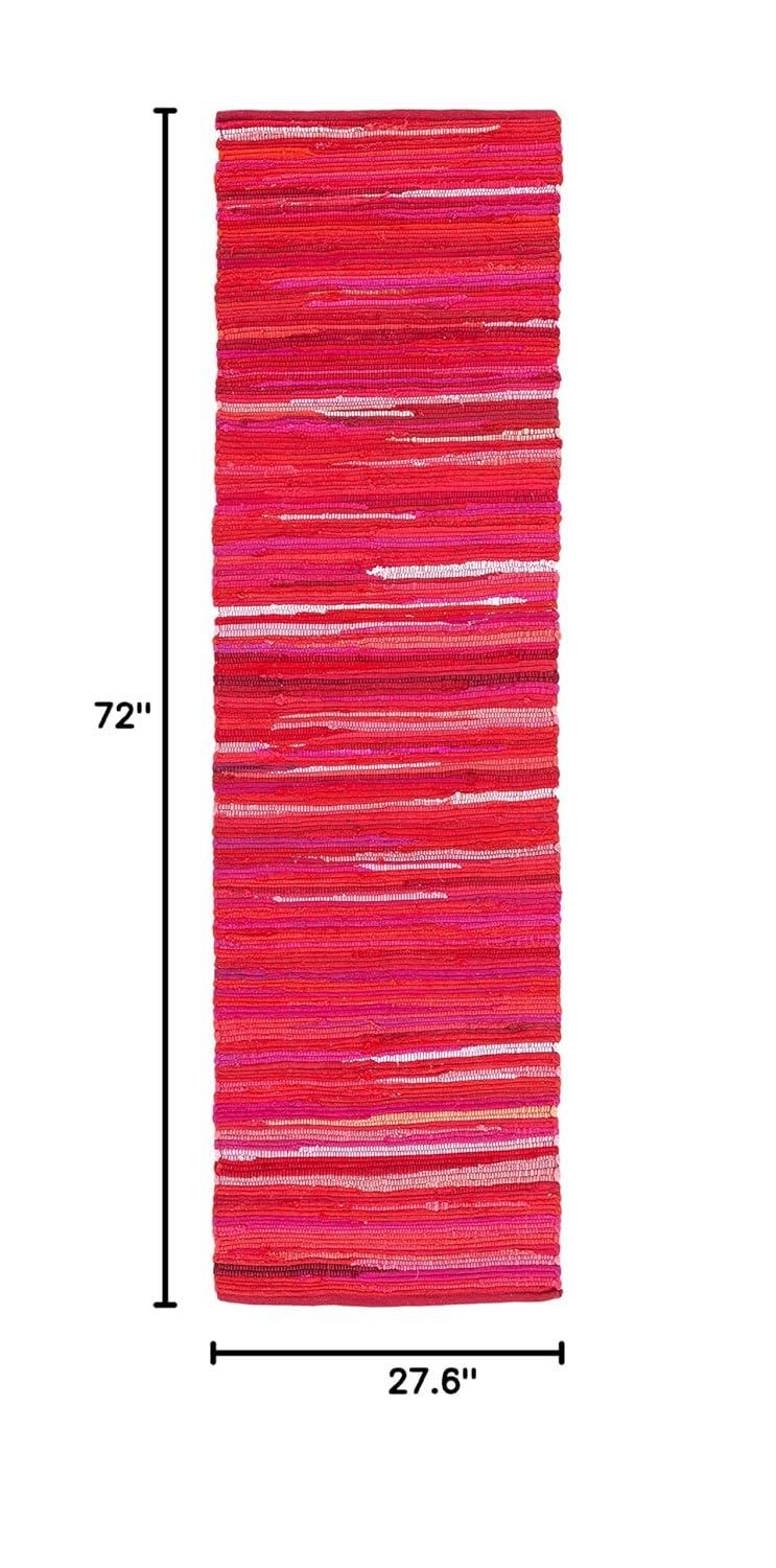 Rag Rug RAR130 Hand Woven Indoor Runner Rug - Red/Multi - 2'3"x6' - Safavieh.