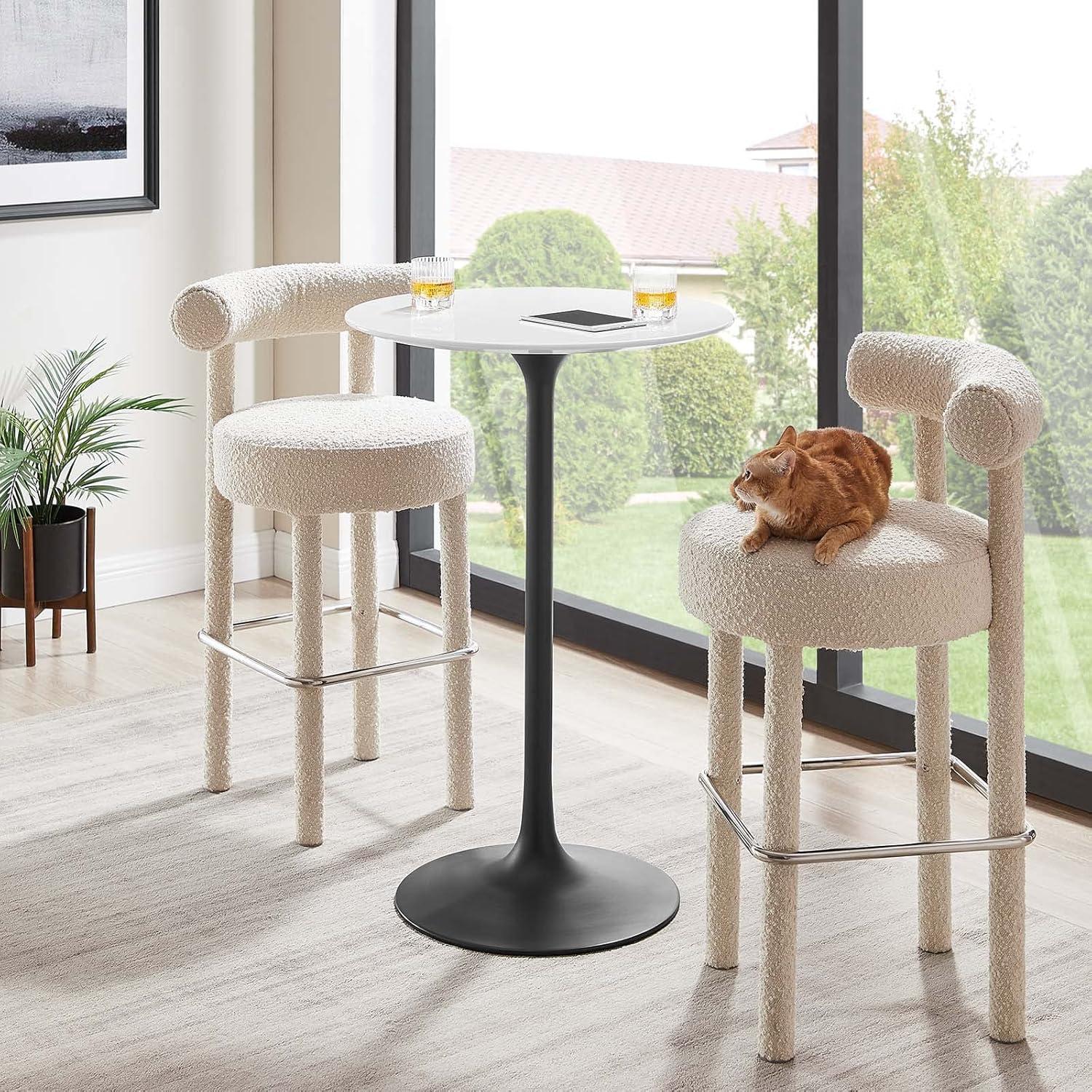 Lippa 28" Round Black and White MDF Bar Table