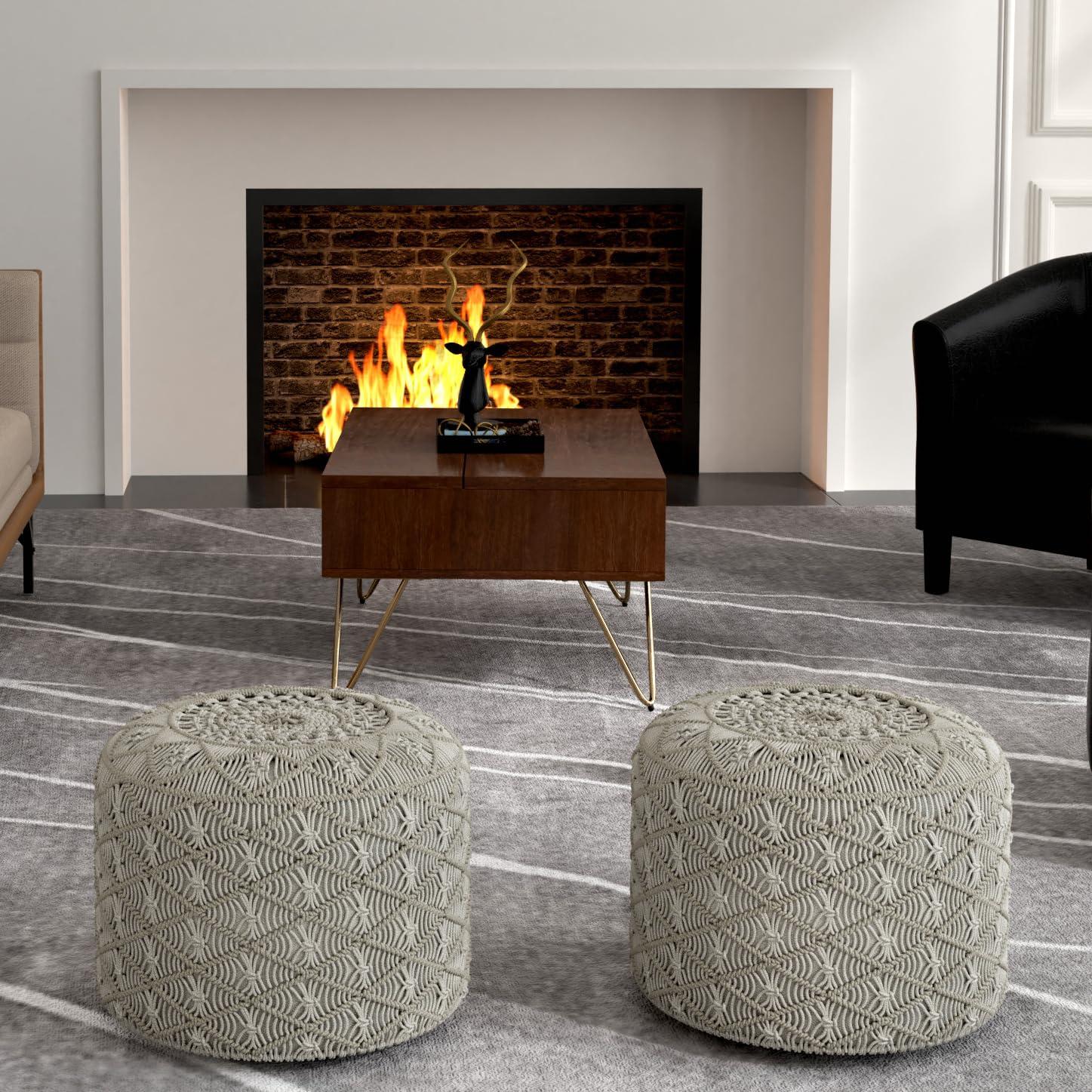 Simpli Home Coates Upholstered Pouf