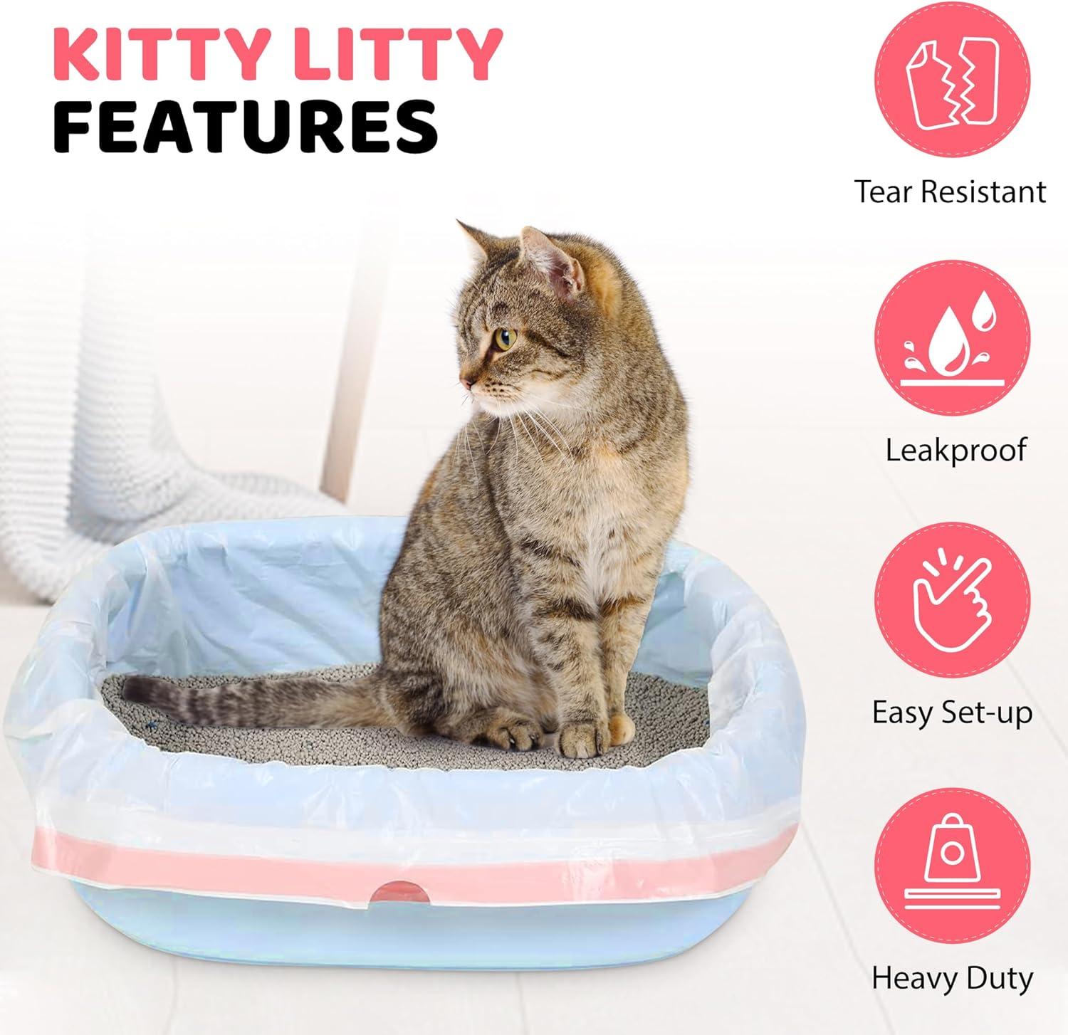 Extra Heavy Duty Jumbo Cat Litter Box Liners 20 Count Cat Waste Liners