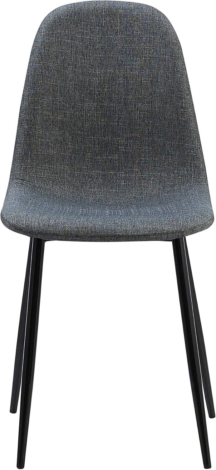 Minimalista Dark Gray Upholstered Dining Chair with Black Metal Legs, Set of 2