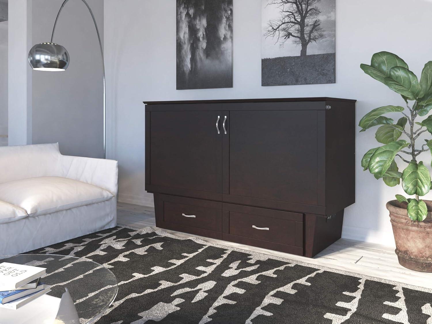 Queen Monroe Murphy Bed Chest with Memory Foam Mattress - AFI
