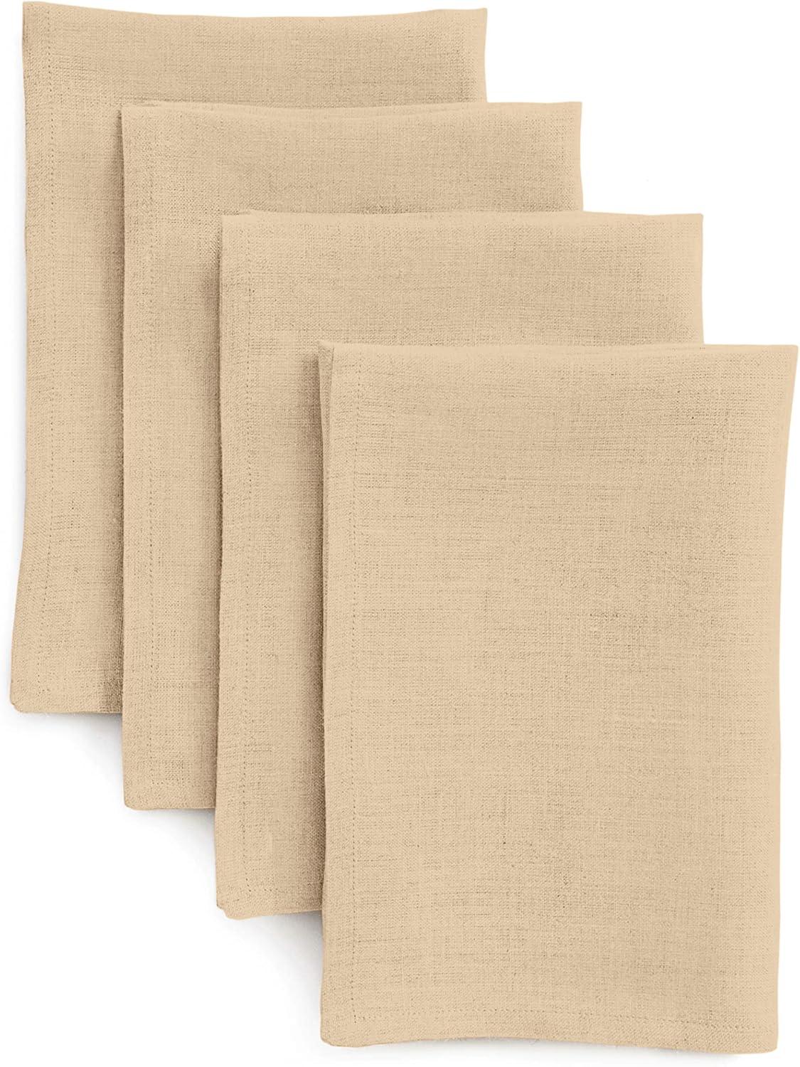 Solino Home Cotton Linen Hemstitch Dinner Napkins (Set of 4)