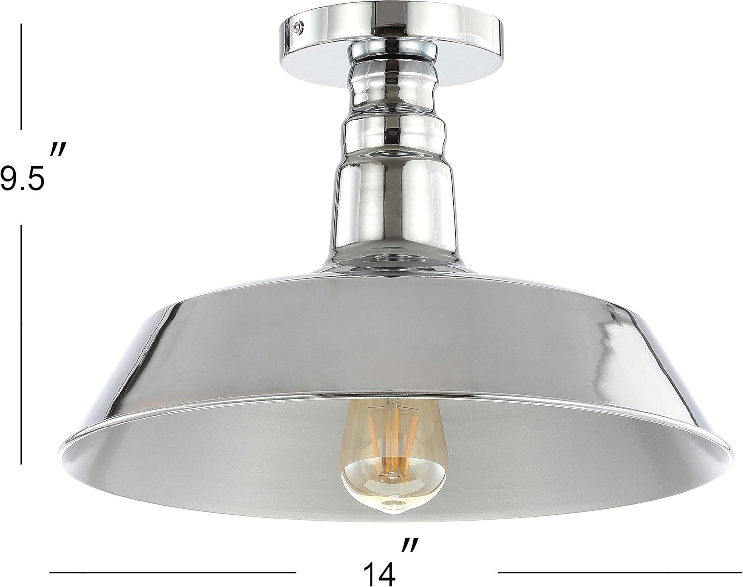 JONATHAN Y JYL9516B Cassidy 14" Metal LED Semi-Flush Mount, 2700K, Farmhouse, Rustic, Industrial, Coastal, Cottage, Transitional, Scandinavian, Dining Room, Kitchen, Foyer, Hallway, Chrome