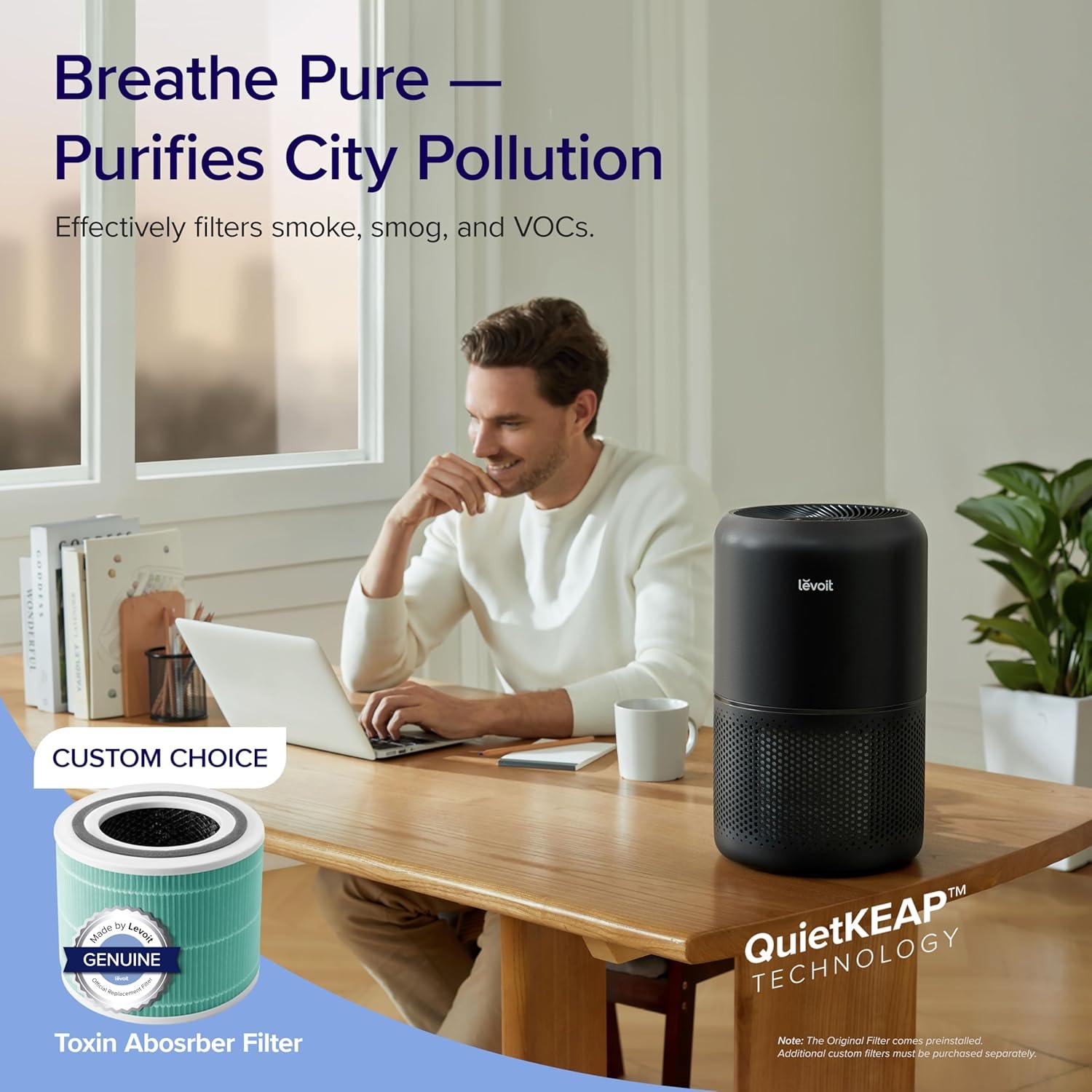 Black HEPA Ionic Odor Absorbing Air Purifier