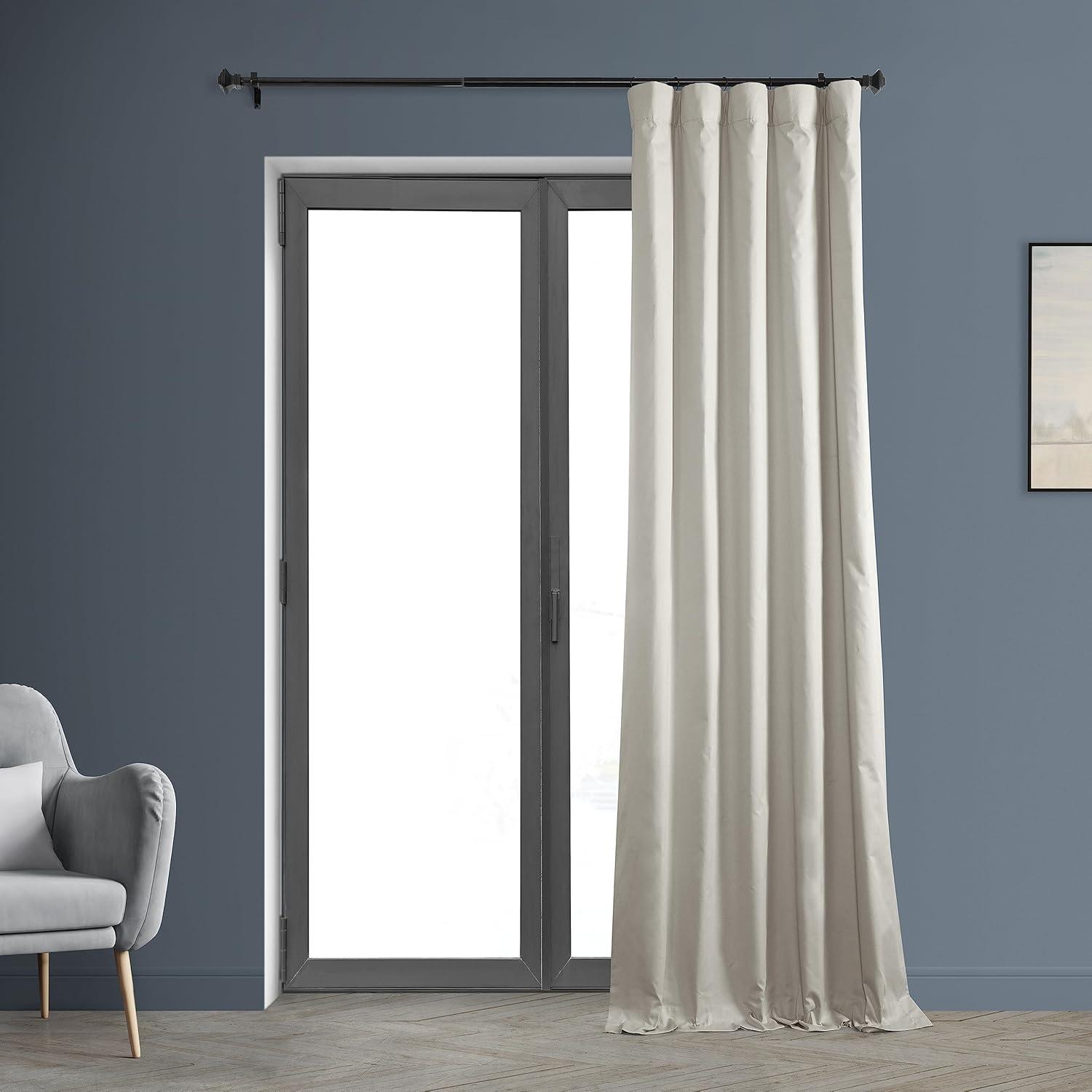 Hazelwood Beige Solid Cotton Blackout Curtain (1 Panel), Hazelwood Beige, 50W X 108L