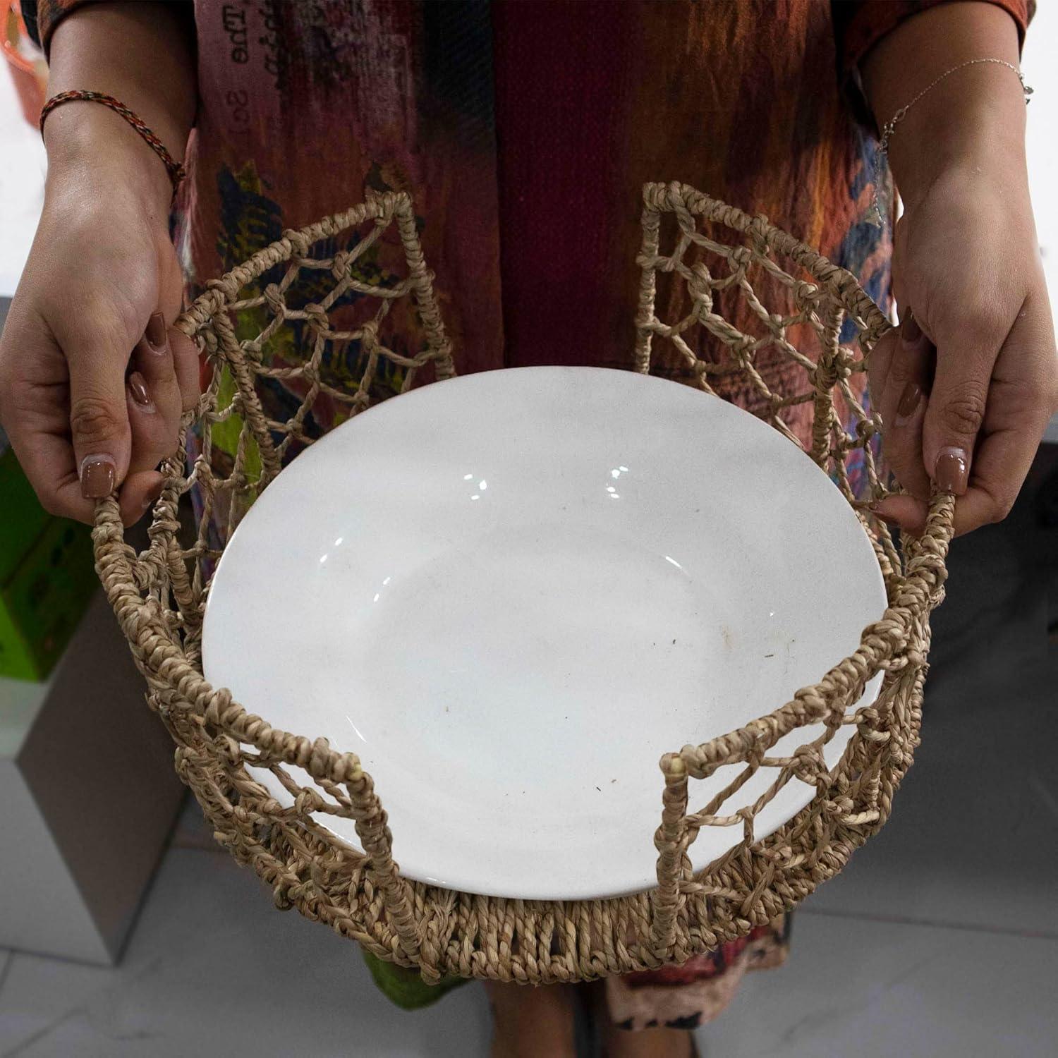 Bayou Breeze Set of 2: Stylish Natural Seagrass Plate Caddy Carriers