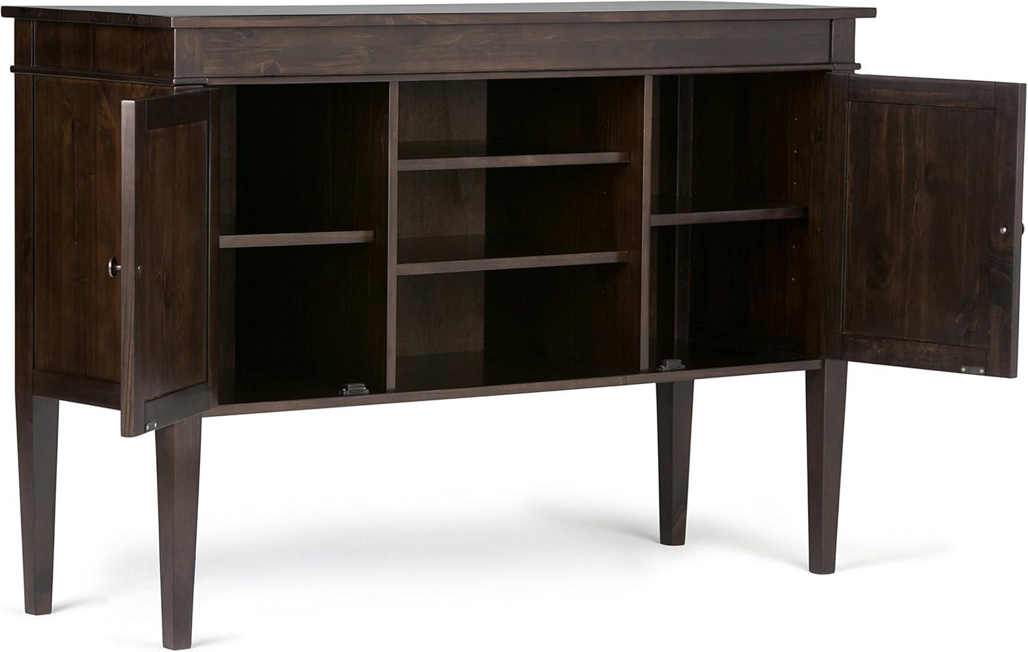 Simpli Home Carlton 54"W Solid Wood TV Stand for TVs up to 60" with 4 Cabinets