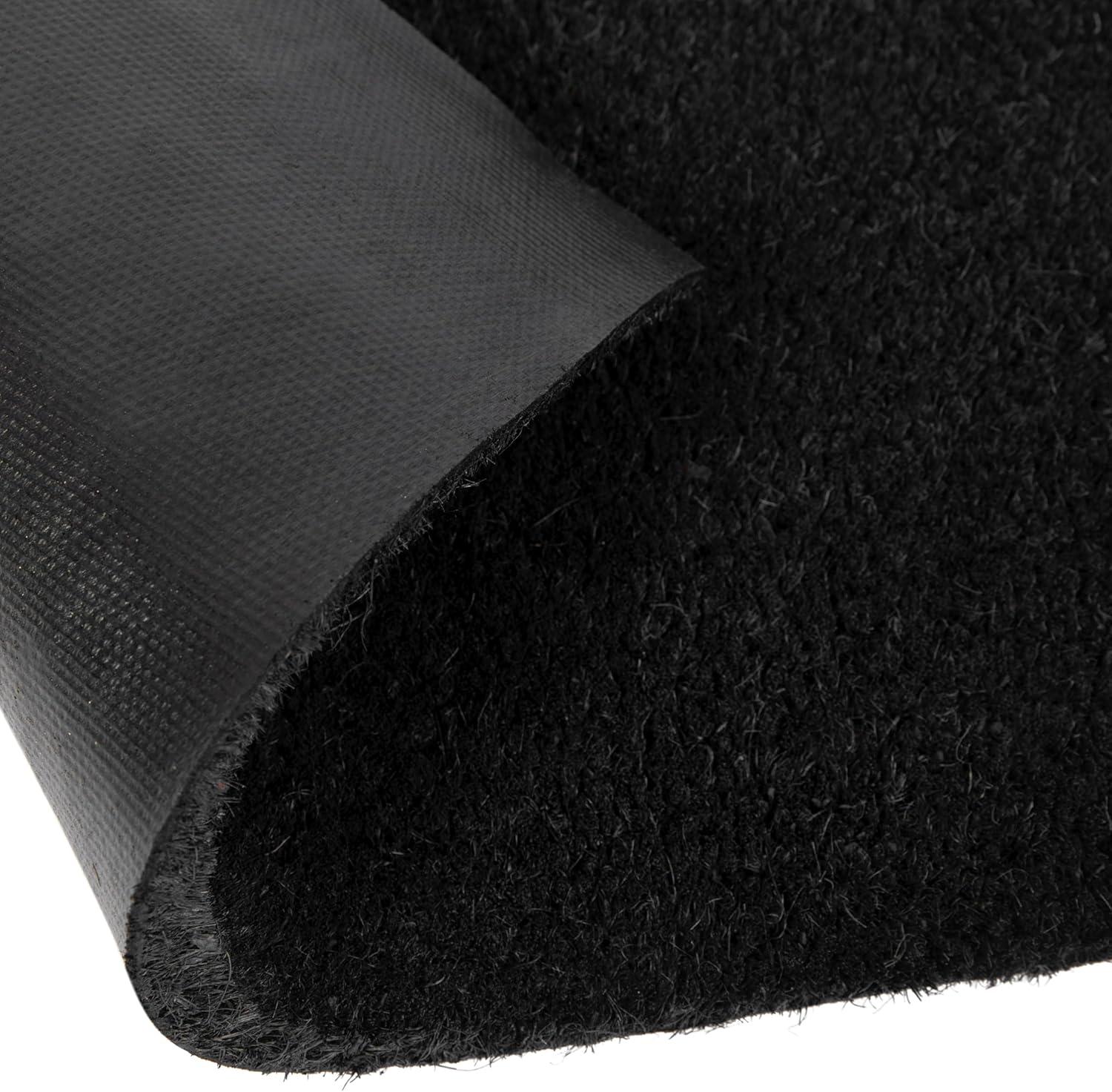 Flash Furniture Harbold 18" x 30" Indoor/Outdoor Solid Natural Coir Doormat with Non-Slip Backing in Black