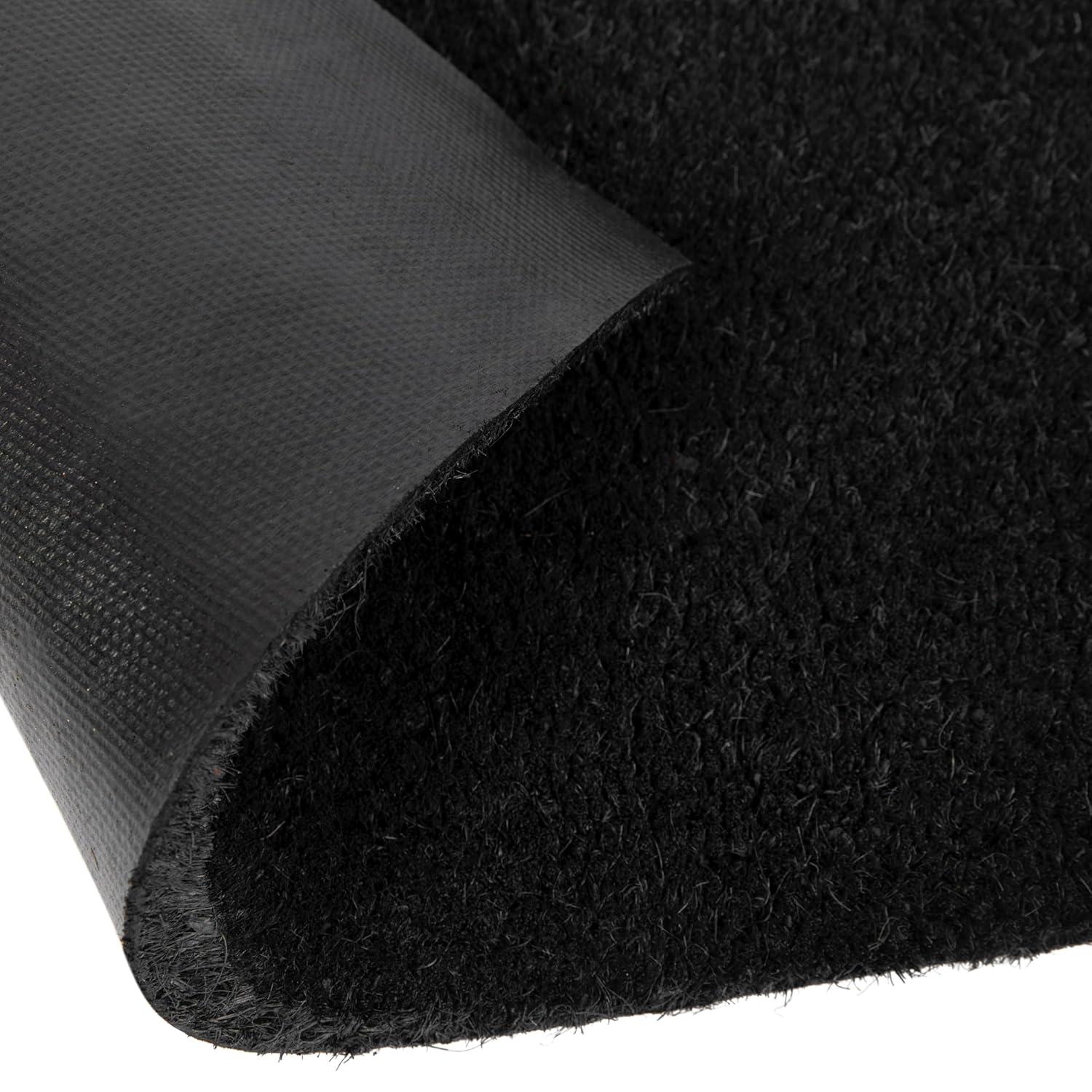 Flash Furniture Harbold 18" x 30" Indoor/Outdoor Solid Natural Coir Doormat with Non-Slip Backing in Black