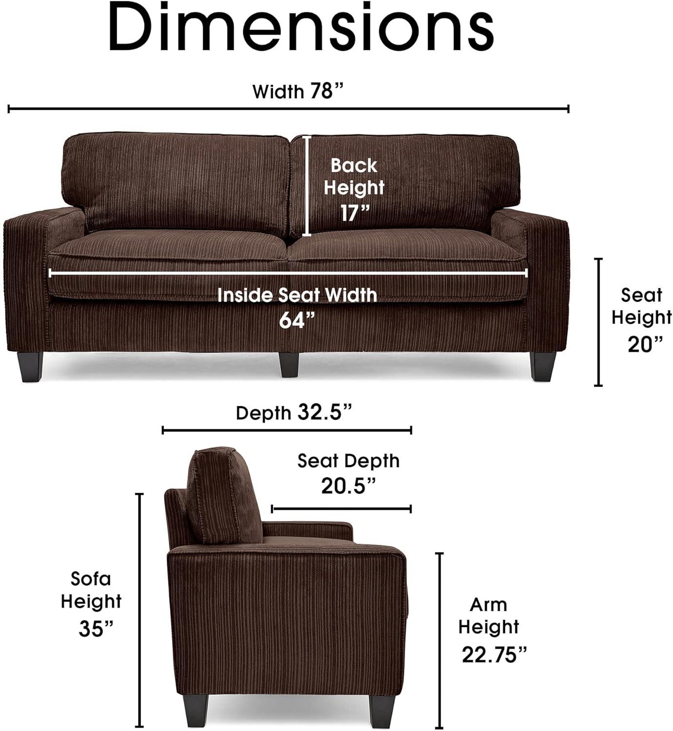 Serta Palisades Upholstered Tool-Free Assembly Straight Arm 78" Sofa for Living Room