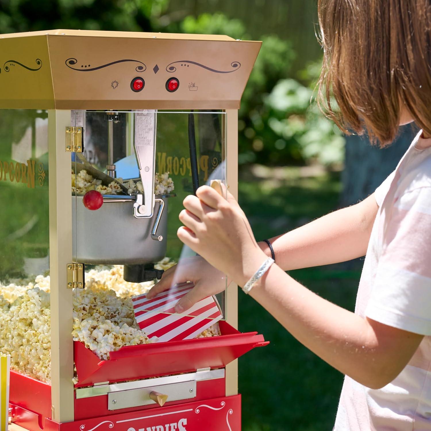 Nostalgia Vintage Professional Popcorn Cart 8-Ounce Kettle - 53 Inches Tall - Candy Dispensers